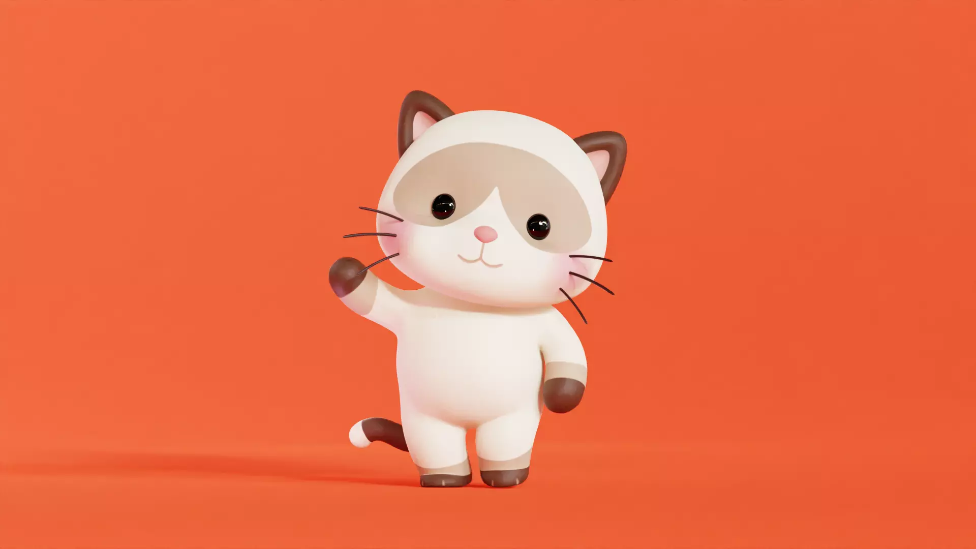 Cat Character Rigged Animated Siamese Chibi Kawaii Low-poly 3D model_0