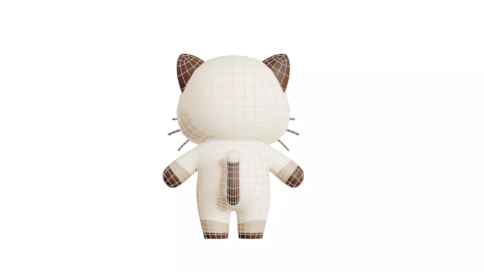 Cat Character Rigged Animated Siamese Chibi Kawaii Low-poly 3D model_7
