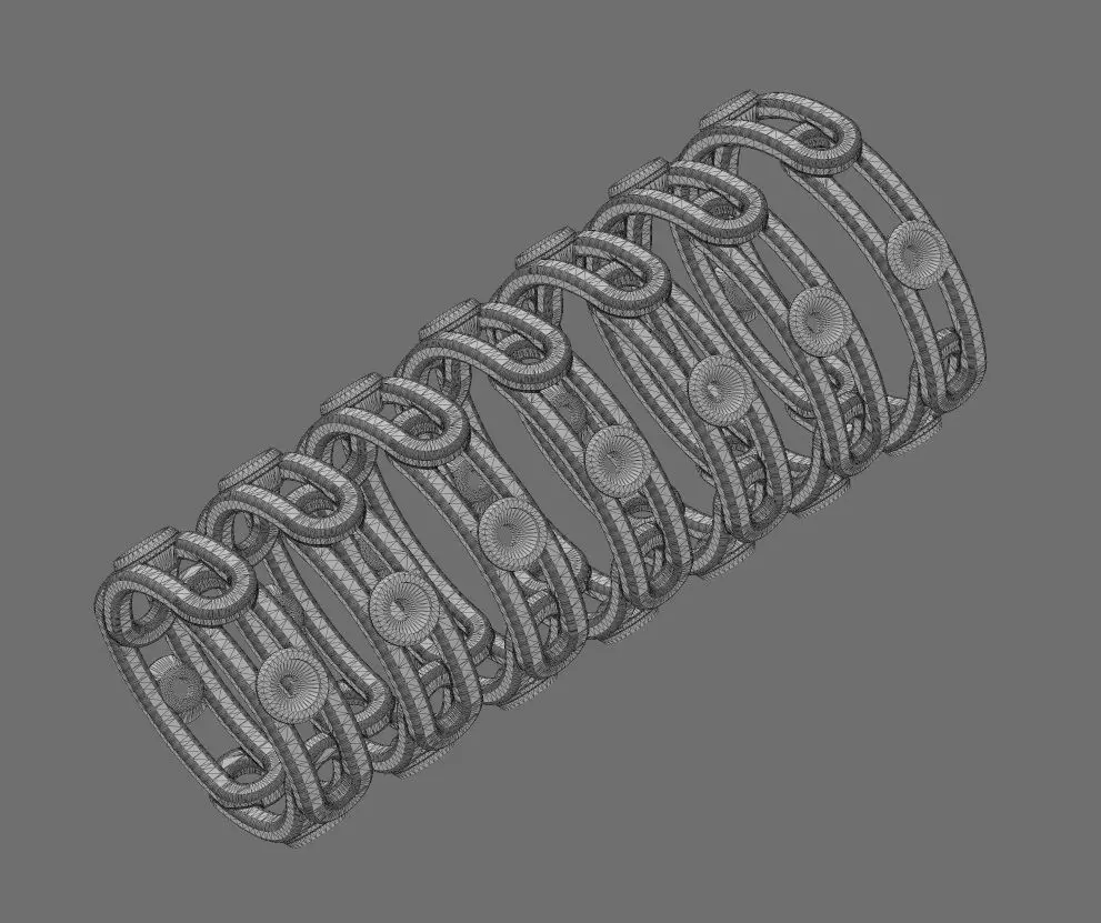 Diamond bezel set paperclip chain link band US sizes 5to11 3D print model_13