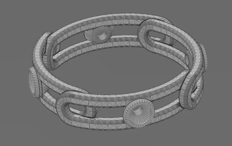 Diamond bezel set paperclip chain link band US sizes 5to11 3D print model_15