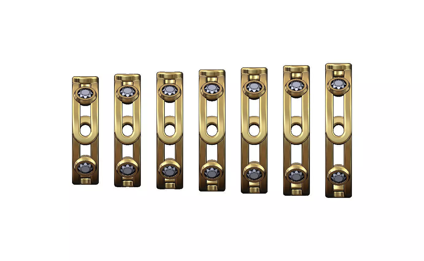 Diamond bezel set paperclip chain link band US sizes 5to11 3D print model_1