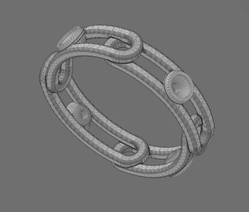 Diamond bezel set paperclip chain link band US sizes 5to11 3D print model_14