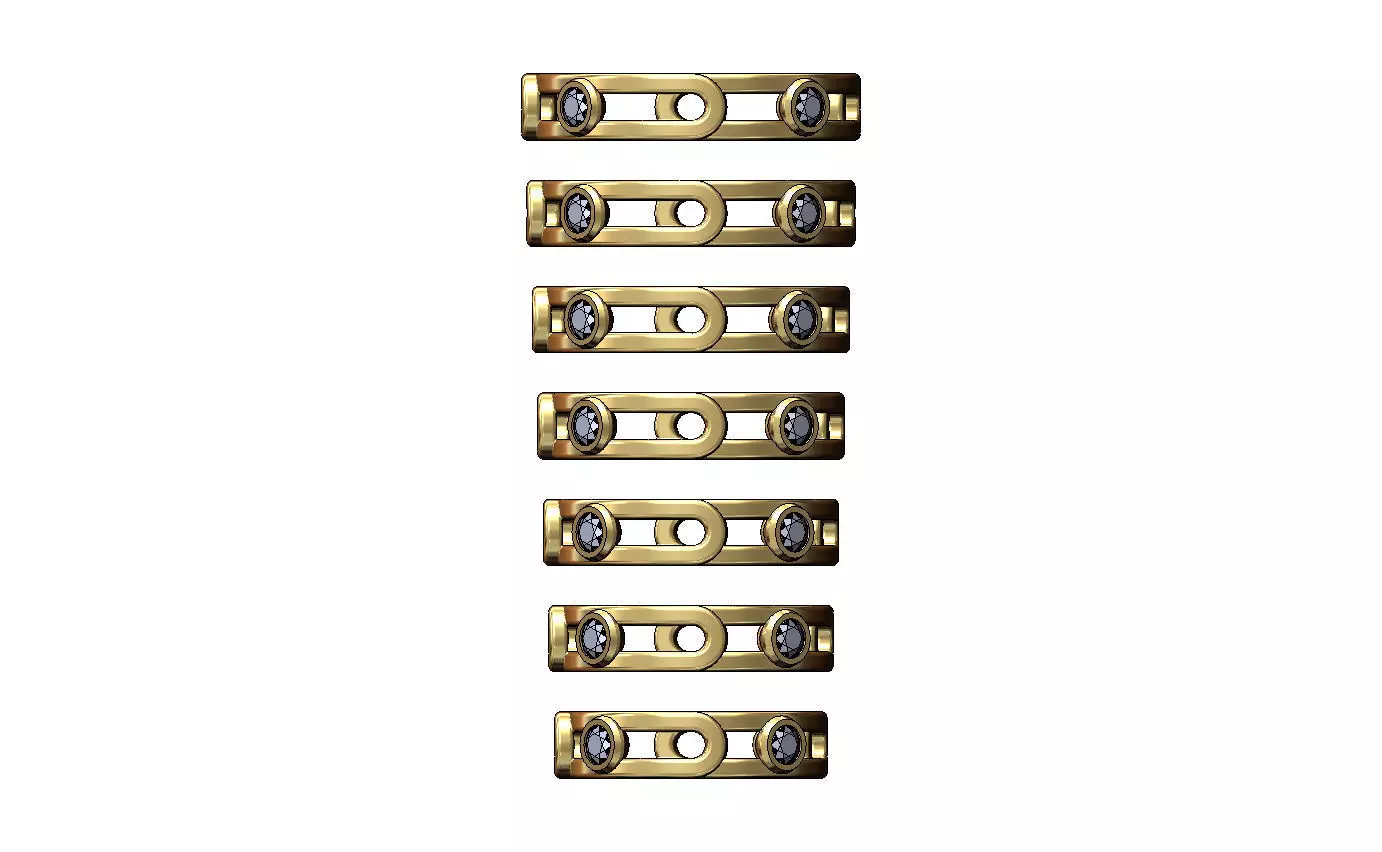 Diamond bezel set paperclip chain link band US sizes 5to11 3D print model_2