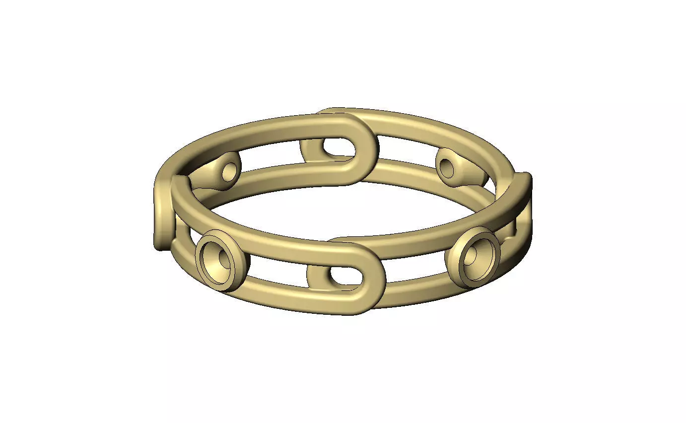 Diamond bezel set paperclip chain link band US sizes 5to11 3D print model_8