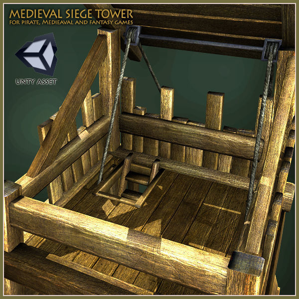 Animated Medieval Siege Tower Low-poly 3D model_4