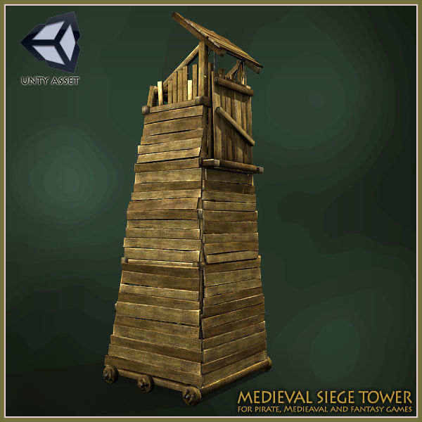 Animated Medieval Siege Tower Low-poly 3D model_3