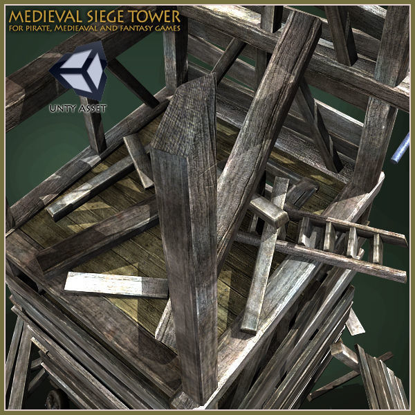 Animated Medieval Siege Tower Low-poly 3D model_10