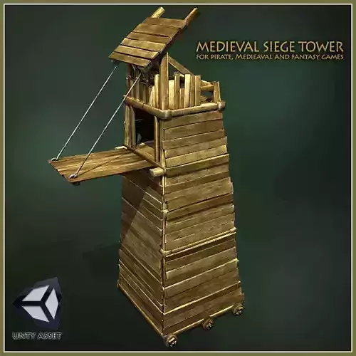Animated Medieval Siege Tower Low-poly 3D model