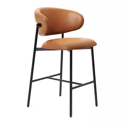 Oleandro Leather Stool Metal Frame by Calligaris