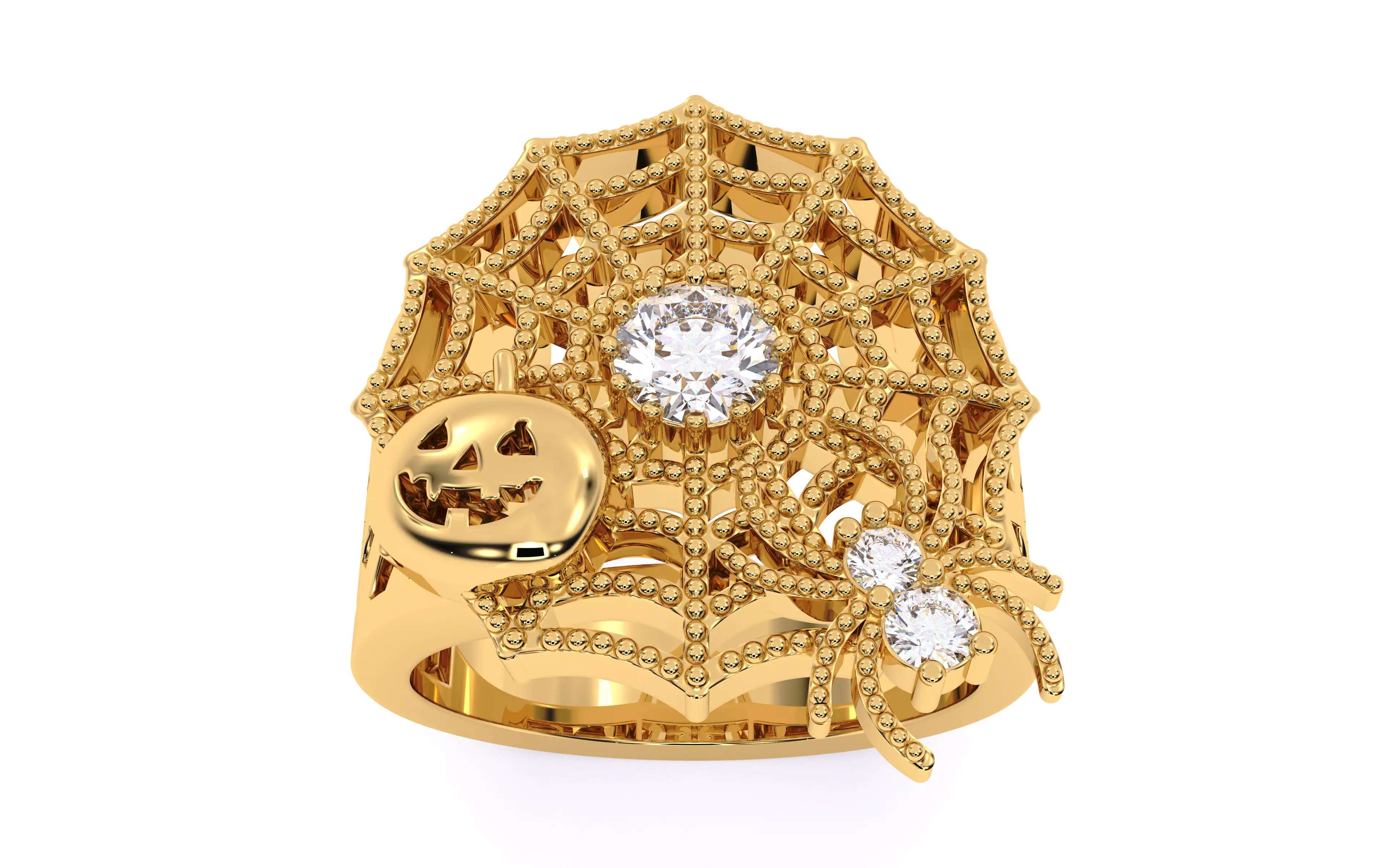 Spider Web Pumpkin Ring 3dm stl renders details 3D print model_6