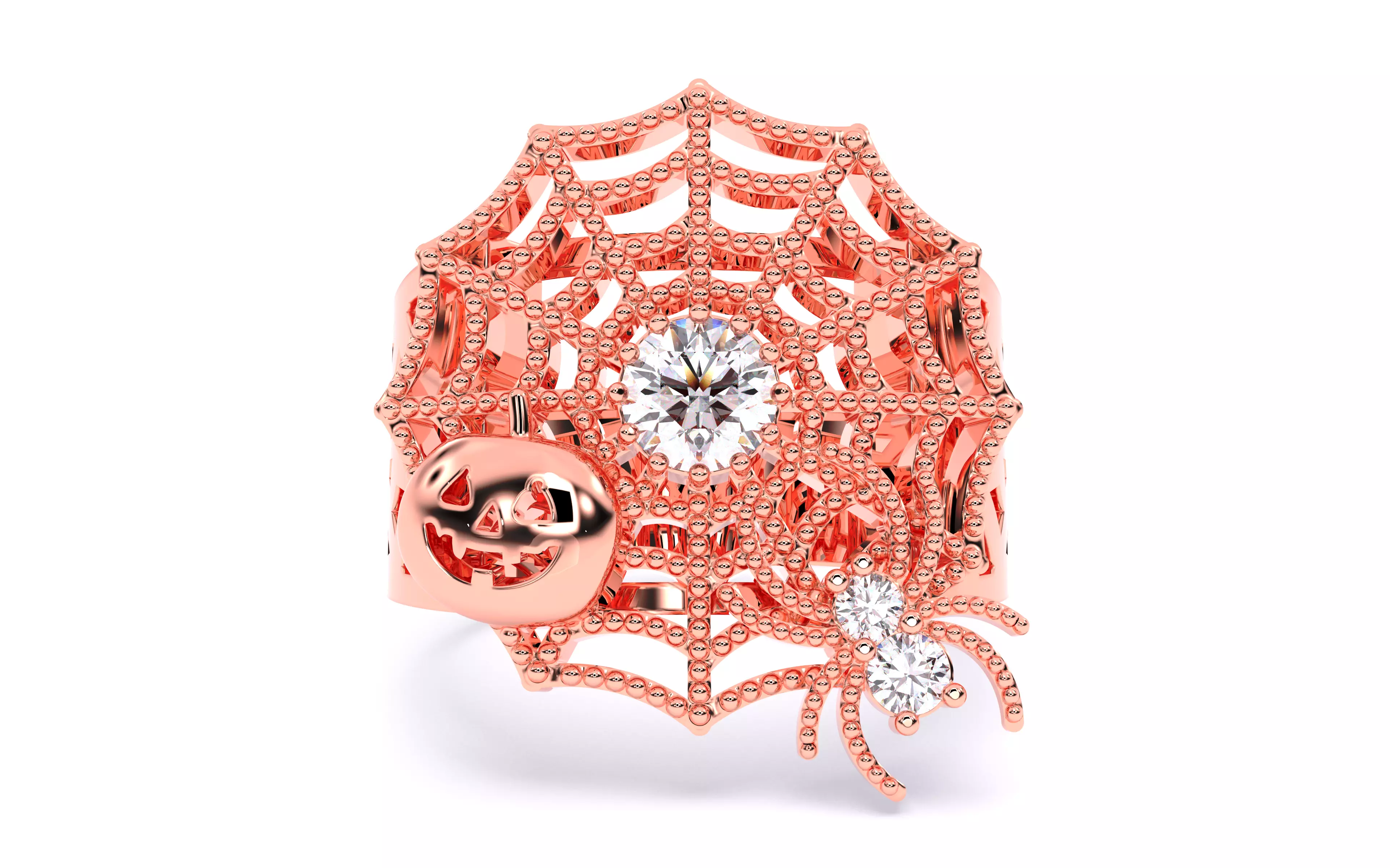 Spider Web Pumpkin Ring 3dm stl renders details 3D print model_26