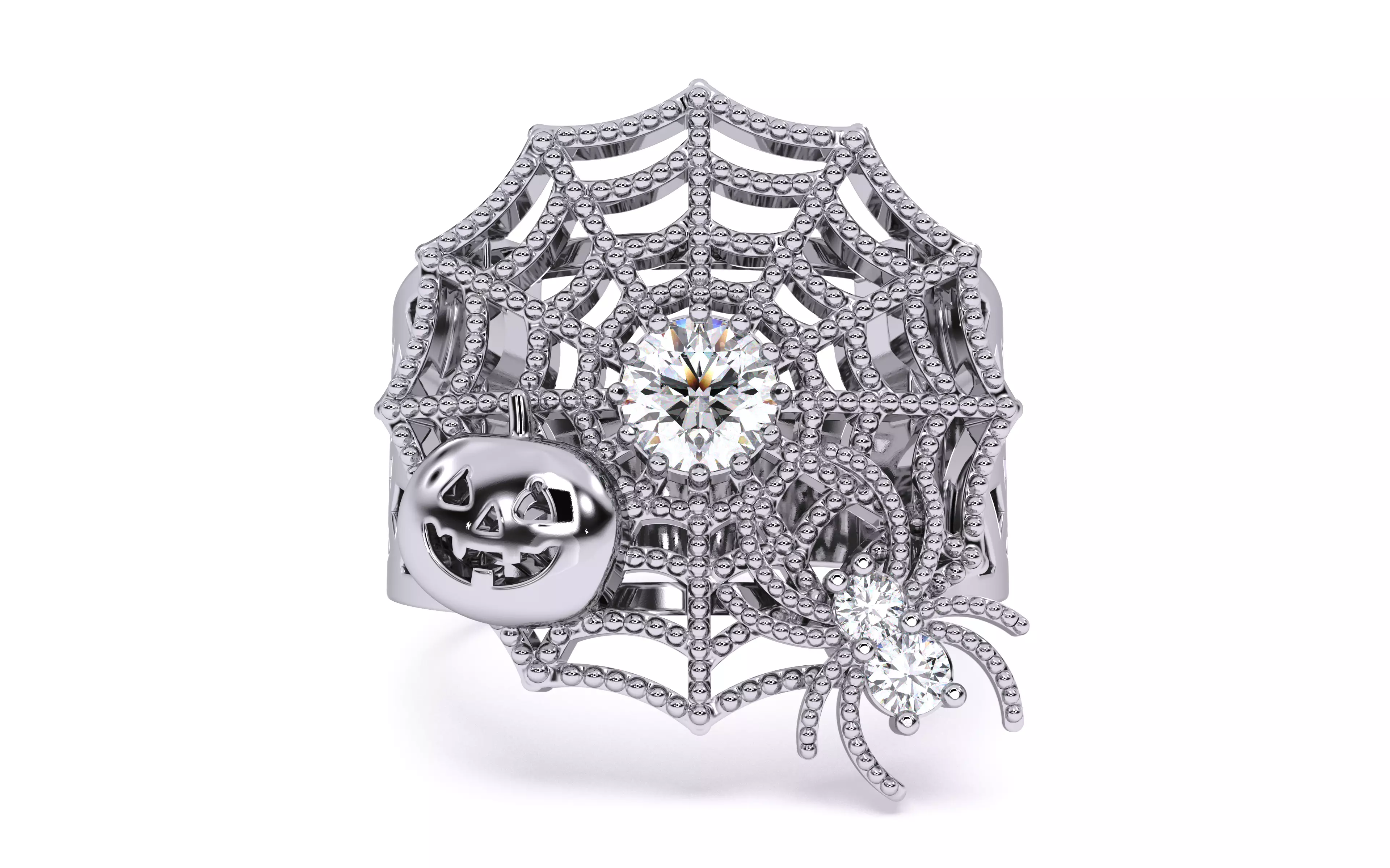 Spider Web Pumpkin Ring 3dm stl renders details 3D print model_27