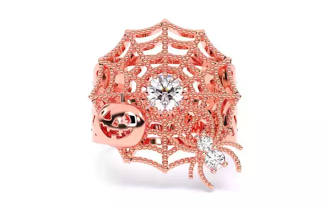 Spider Web Pumpkin Ring 3dm stl renders details 3D print model Spider Web Pumpkin Ring 3dm stl renders details 3D print model