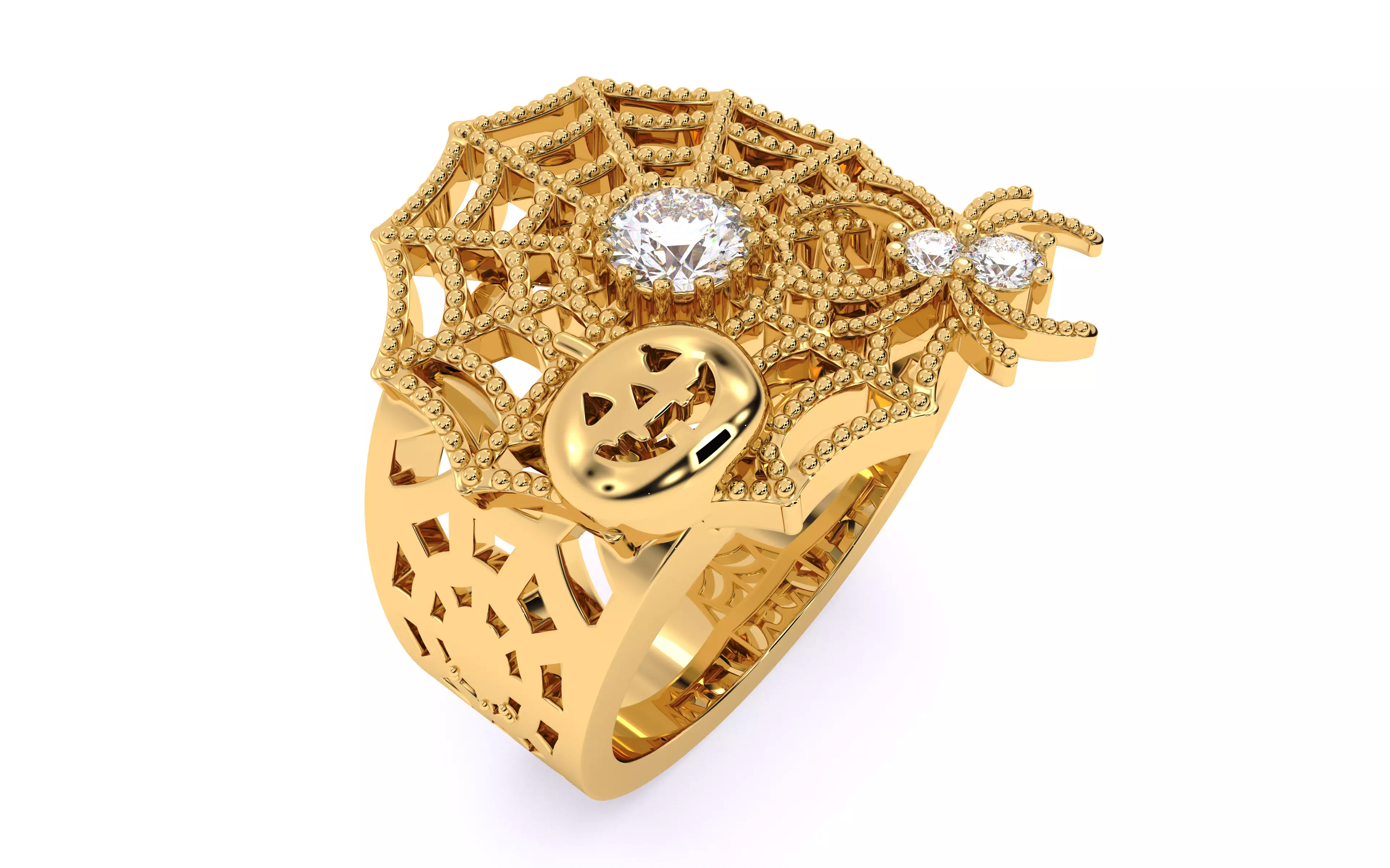 Spider Web Pumpkin Ring 3dm stl renders details 3D print model_9