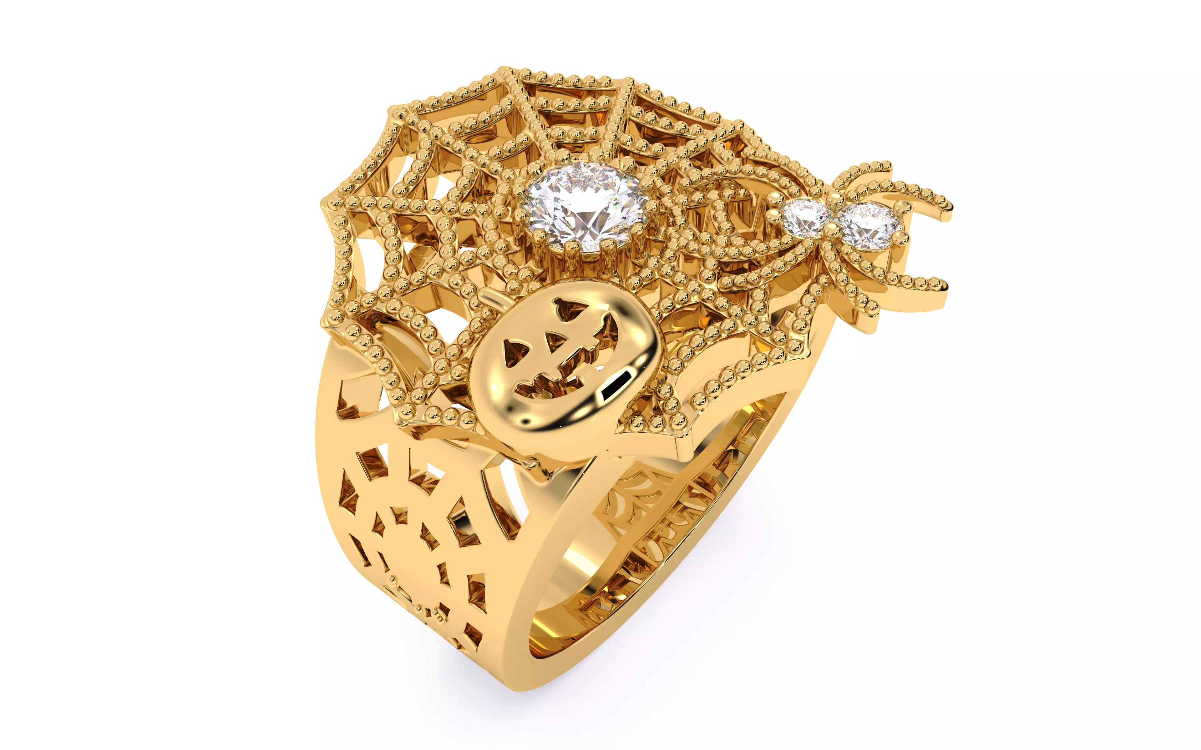 Spider Web Pumpkin Ring 3dm stl renders details 3D print model_8