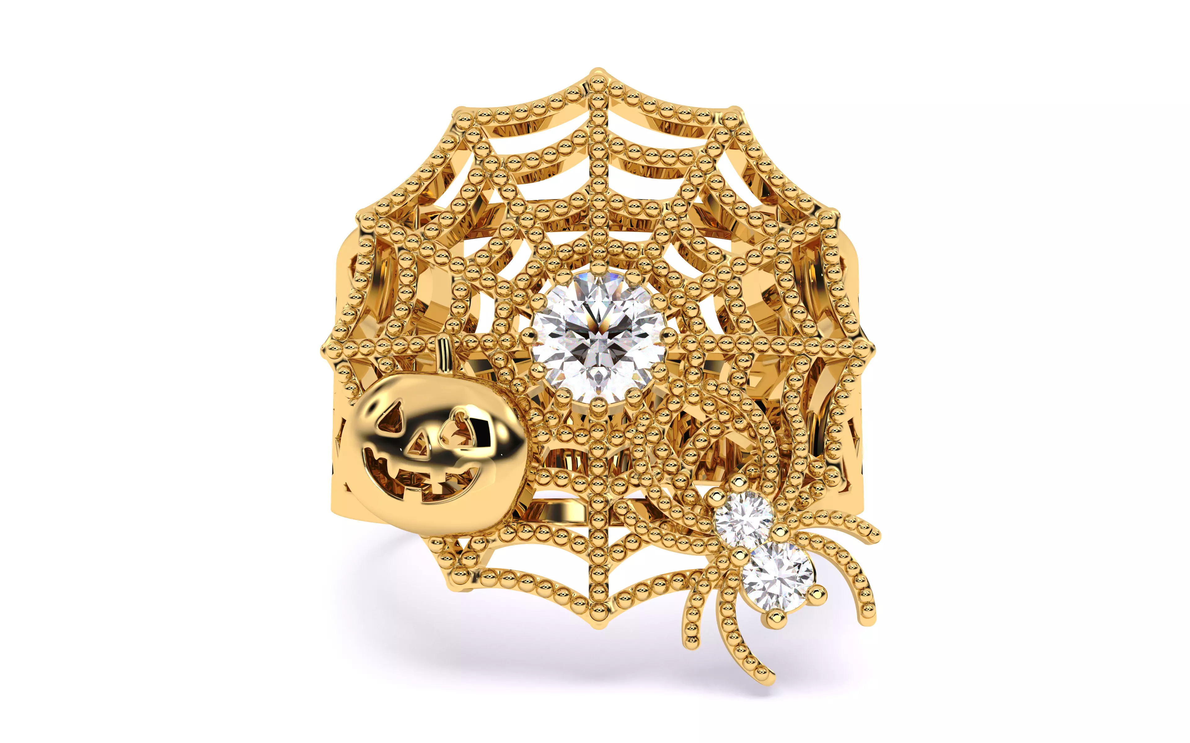 Spider Web Pumpkin Ring 3dm stl renders details 3D print model_30