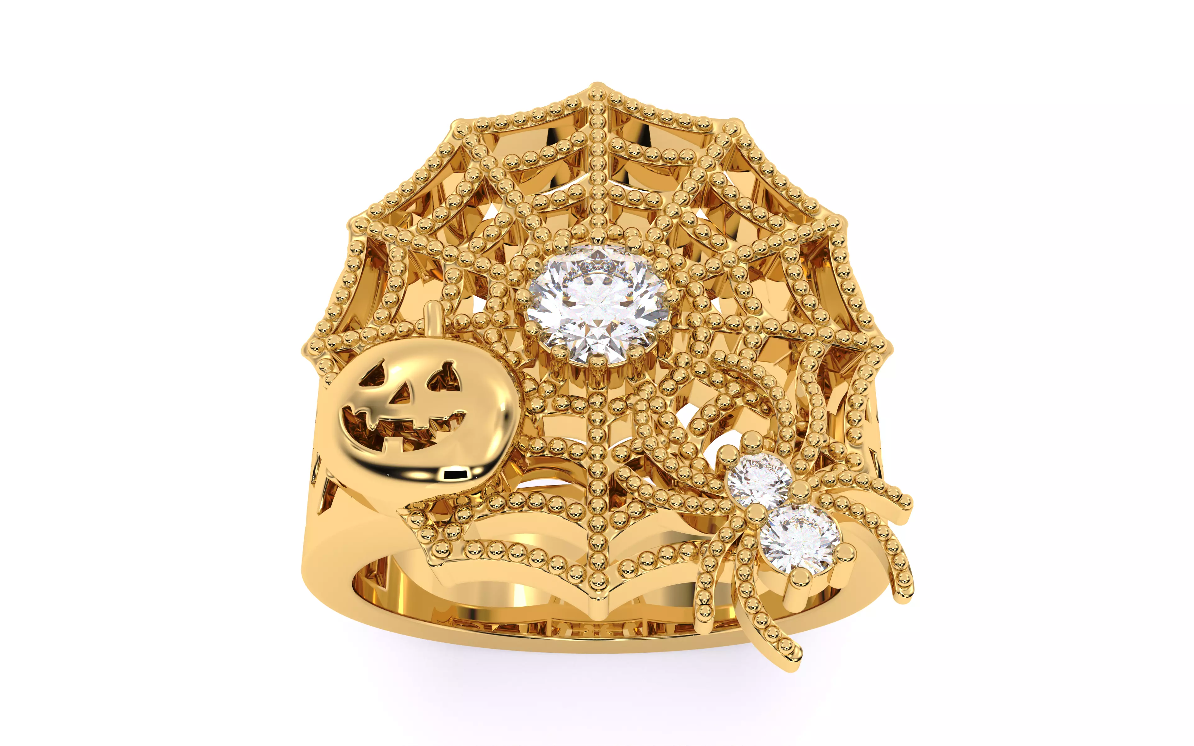 Spider Web Pumpkin Ring 3dm stl renders details 3D print model_7