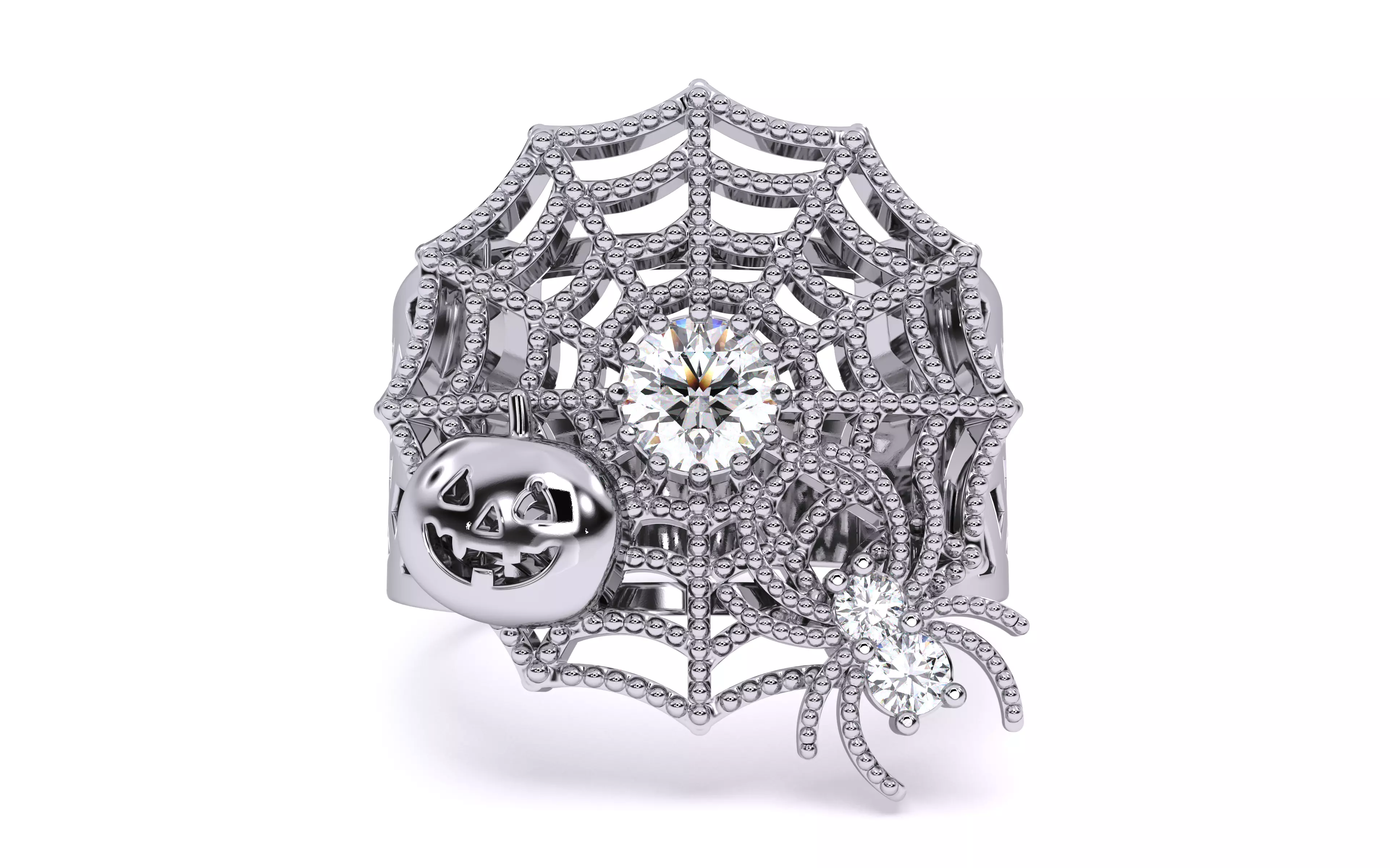 Spider Web Pumpkin Ring 3dm stl renders details 3D print model_28