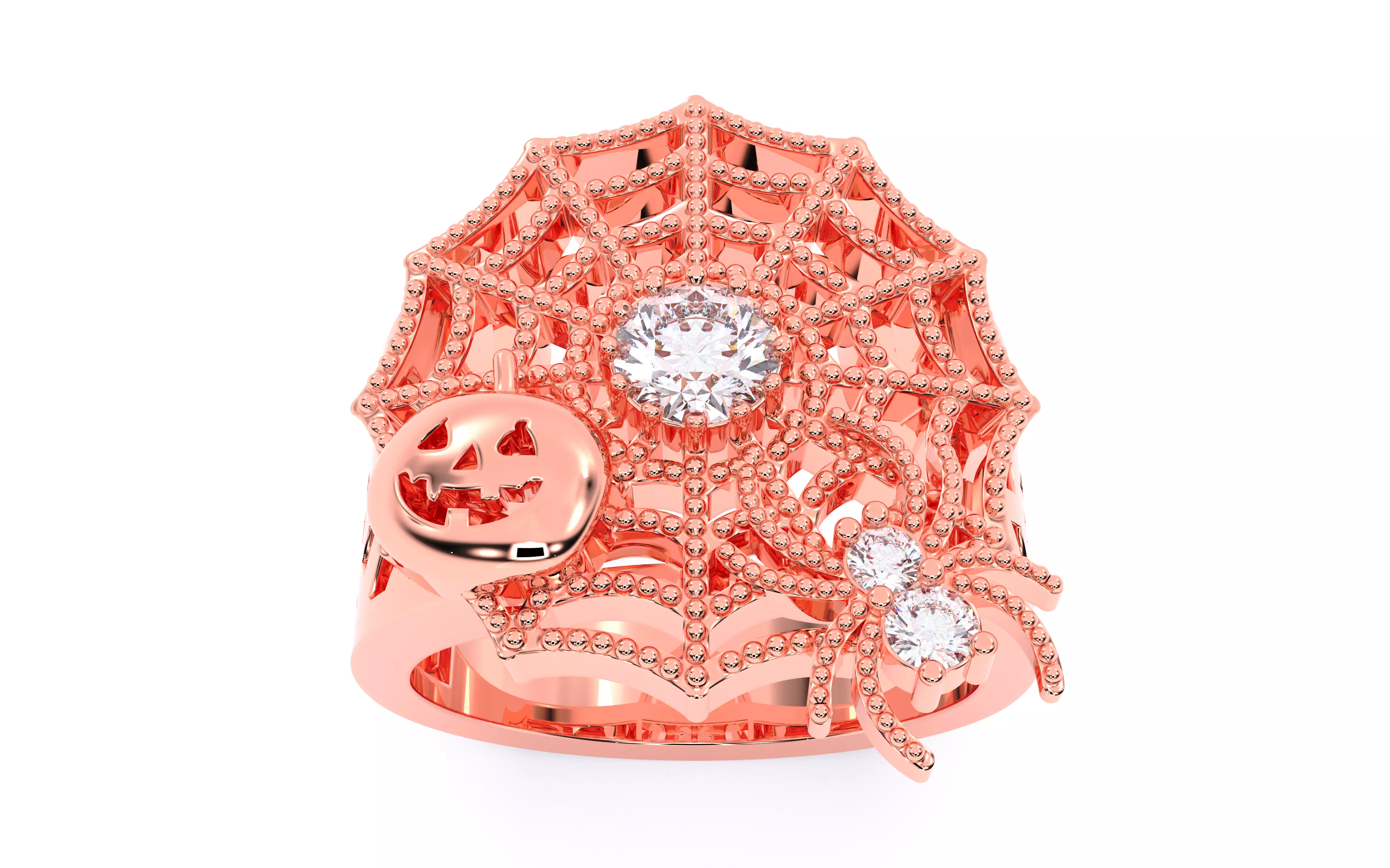 Spider Web Pumpkin Ring 3dm stl renders details 3D print model_2