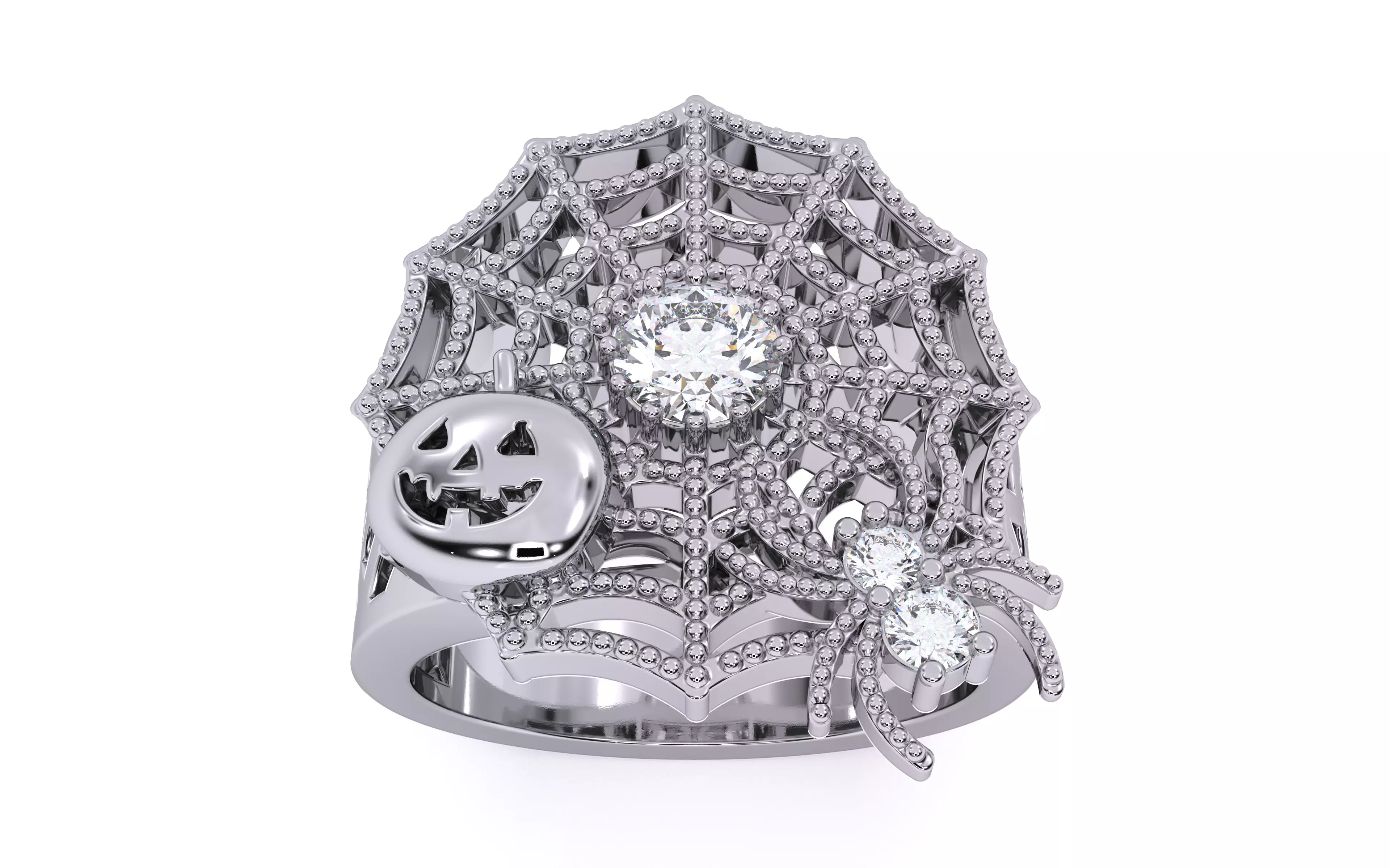 Spider Web Pumpkin Ring 3dm stl renders details 3D print model_4