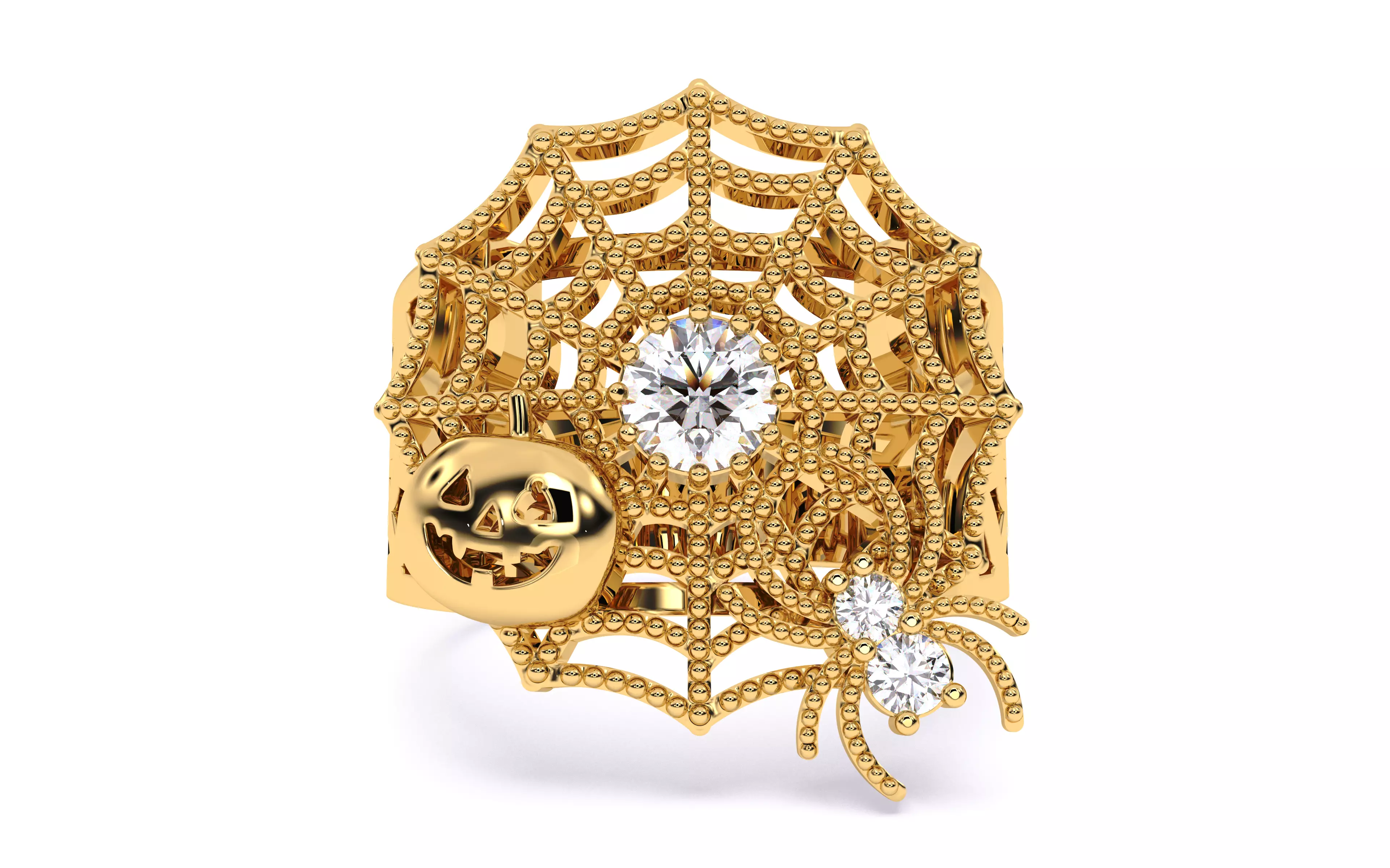 Spider Web Pumpkin Ring 3dm stl renders details 3D print model_29