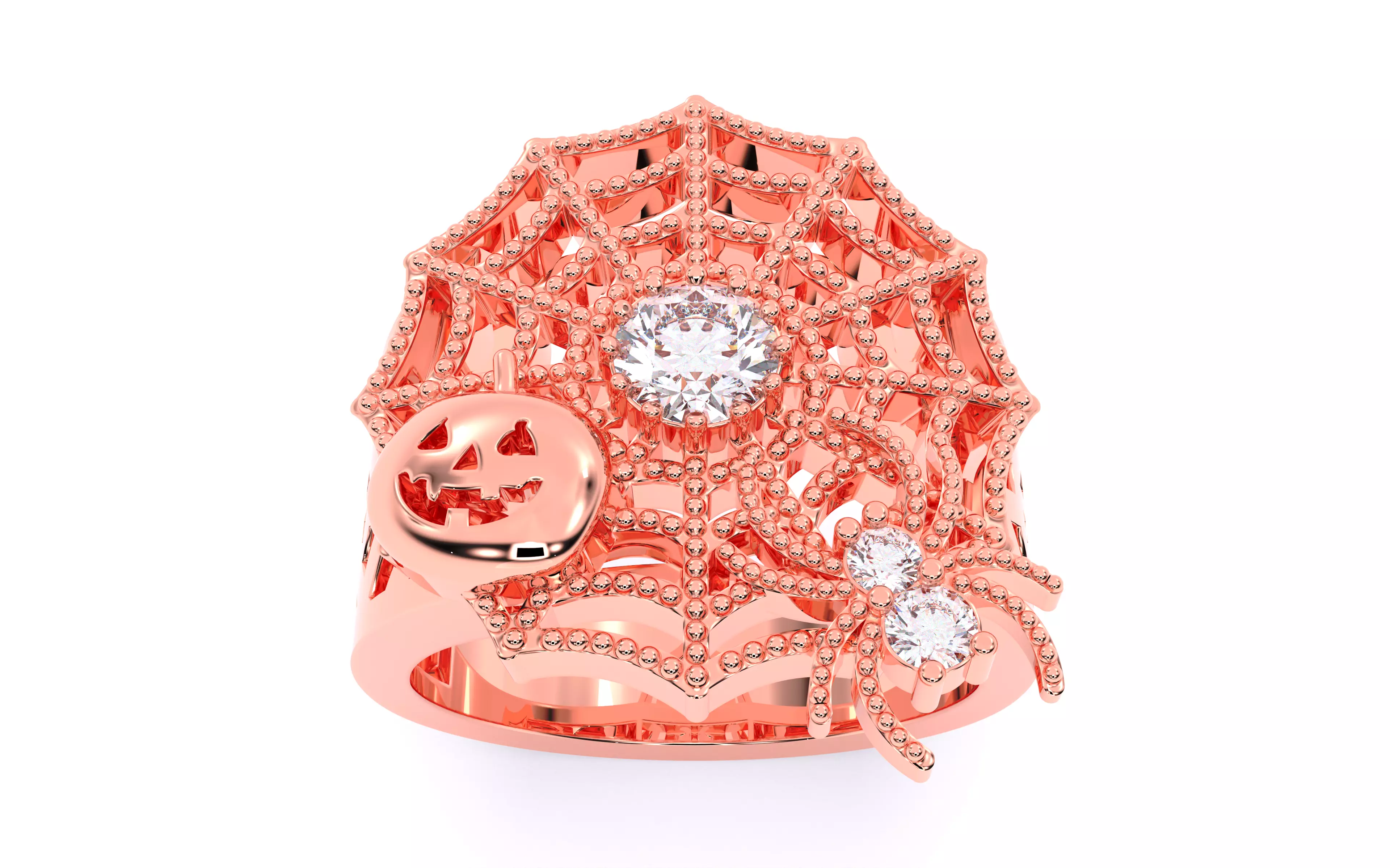 Spider Web Pumpkin Ring 3dm stl renders details 3D print model_3