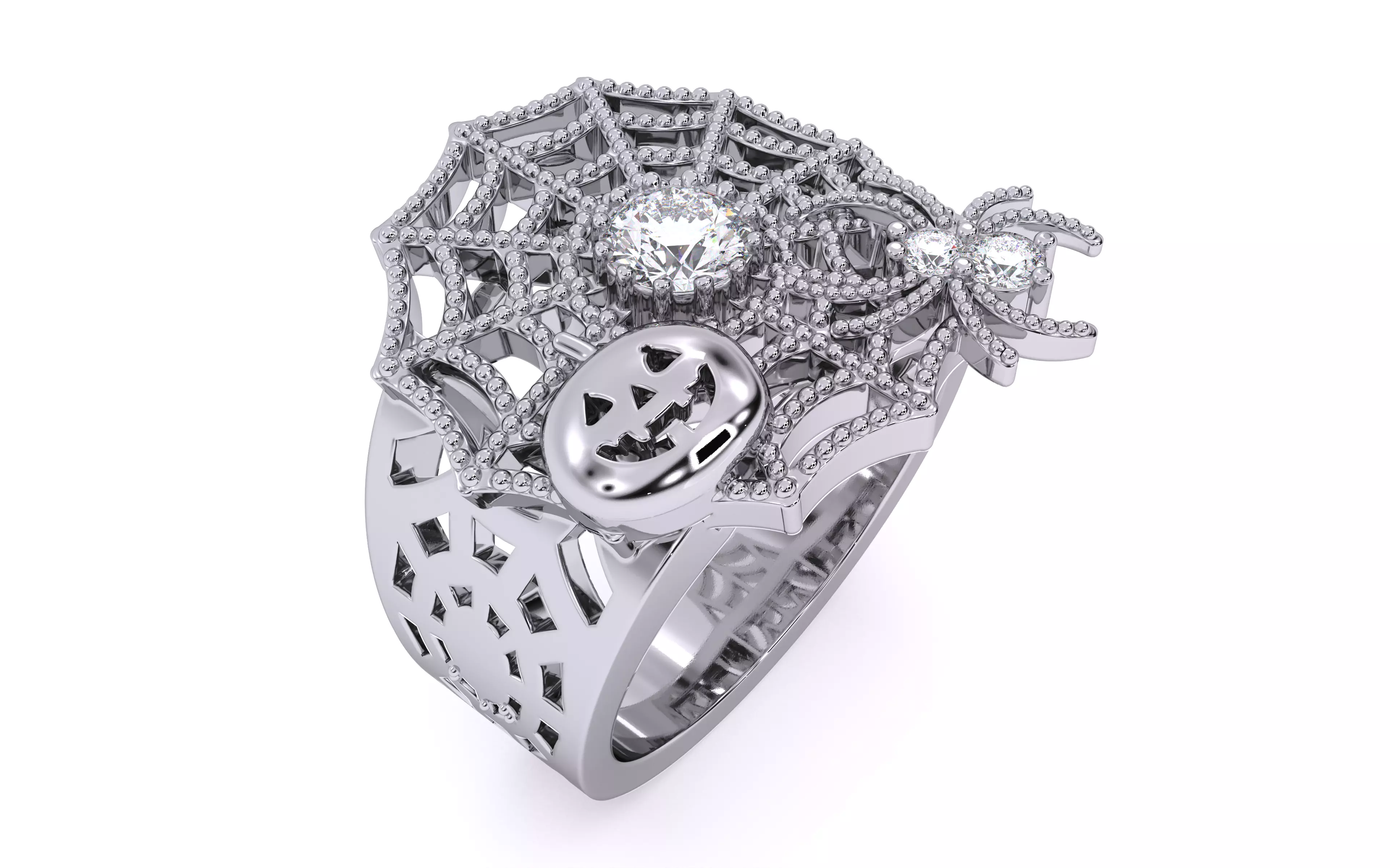 Spider Web Pumpkin Ring 3dm stl renders details 3D print model_11