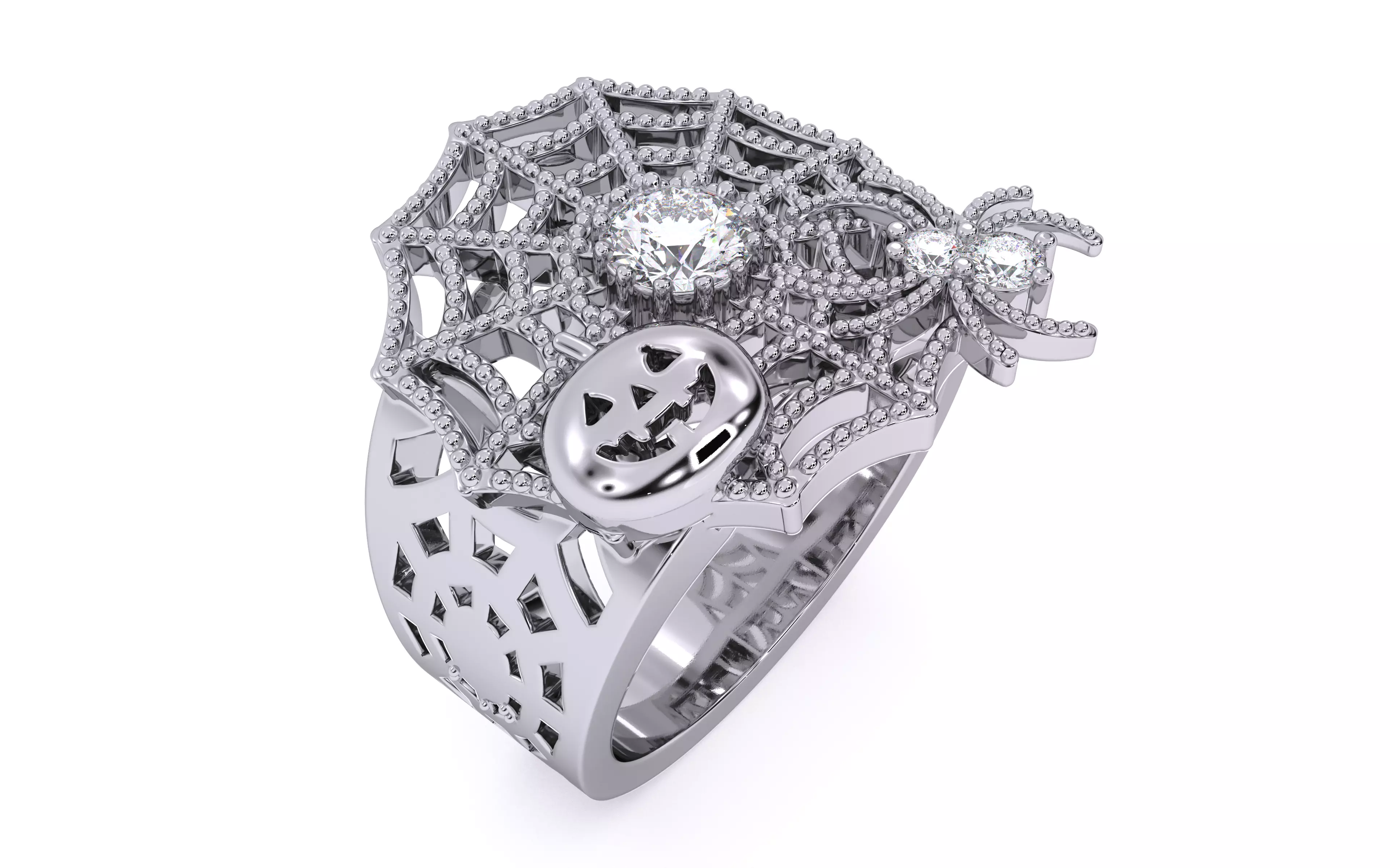 Spider Web Pumpkin Ring 3dm stl renders details 3D print model_10