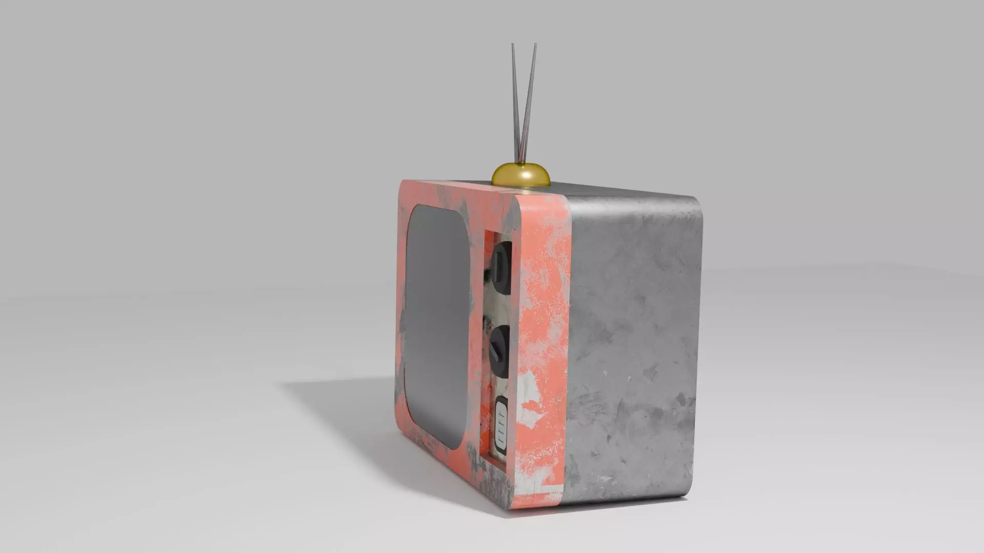 Retro Rusty TV  Vintage Old Television 3D Model 3D model_5