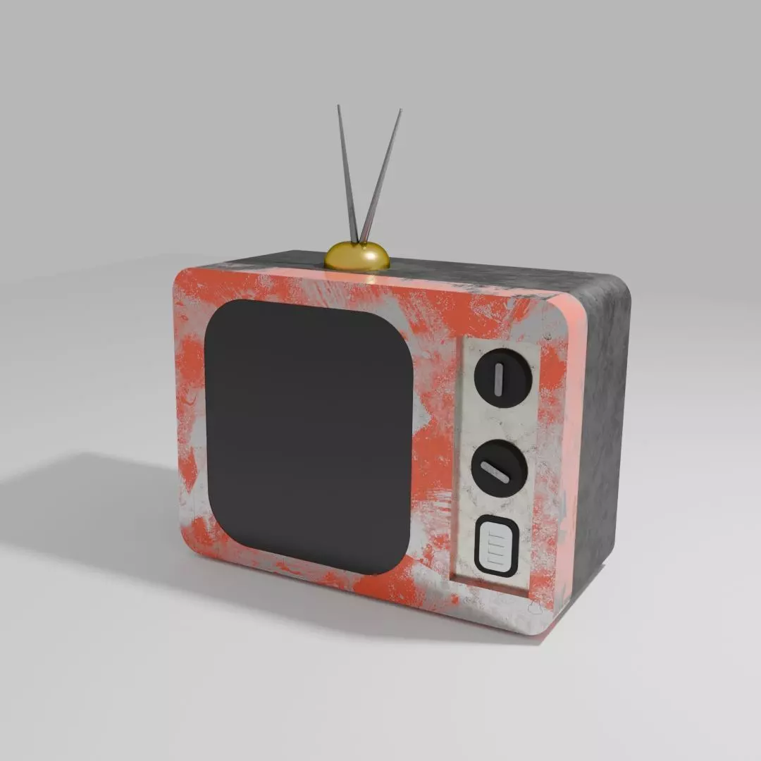 Retro Rusty TV  Vintage Old Television 3D Model 3D model_0