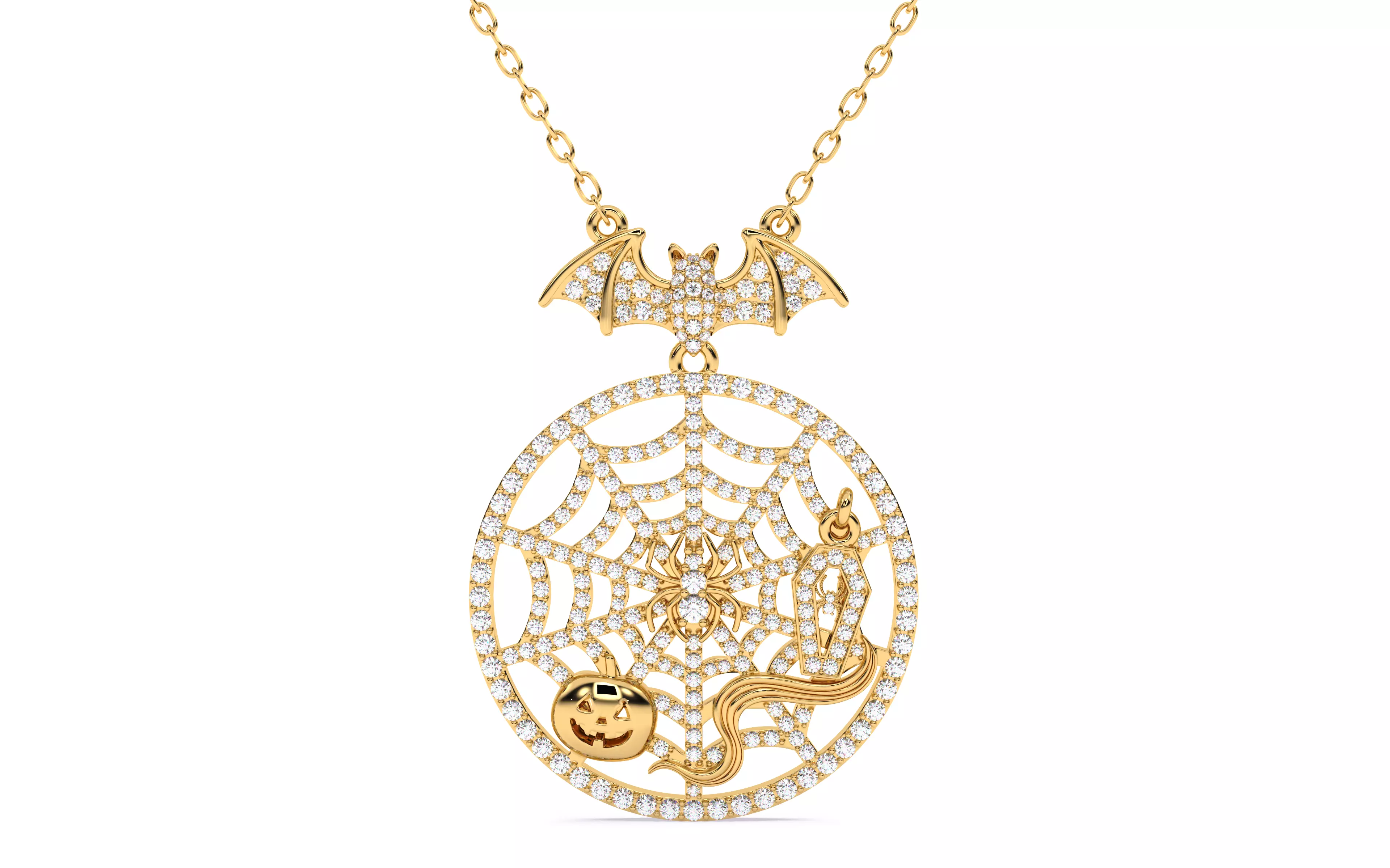 Halloween Spider Web Sekeleton Snake Pumpkin Pendant 3D print model_20