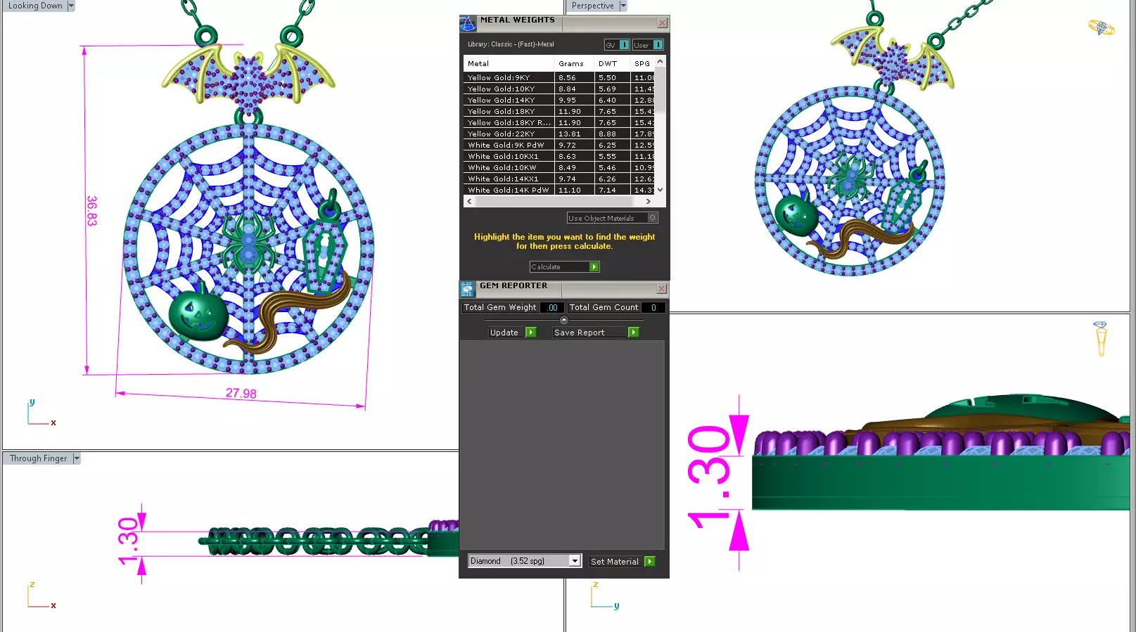 Halloween Spider Web Sekeleton Snake Pumpkin Pendant 3D print model_1