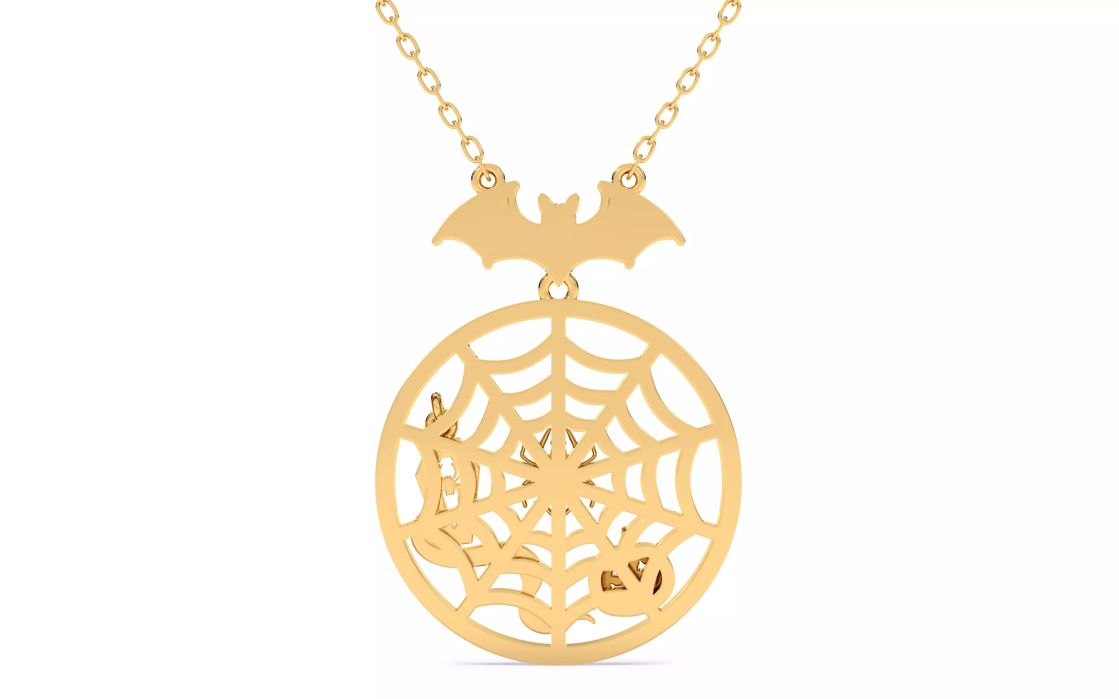 Halloween Spider Web Sekeleton Snake Pumpkin Pendant 3D print model_9