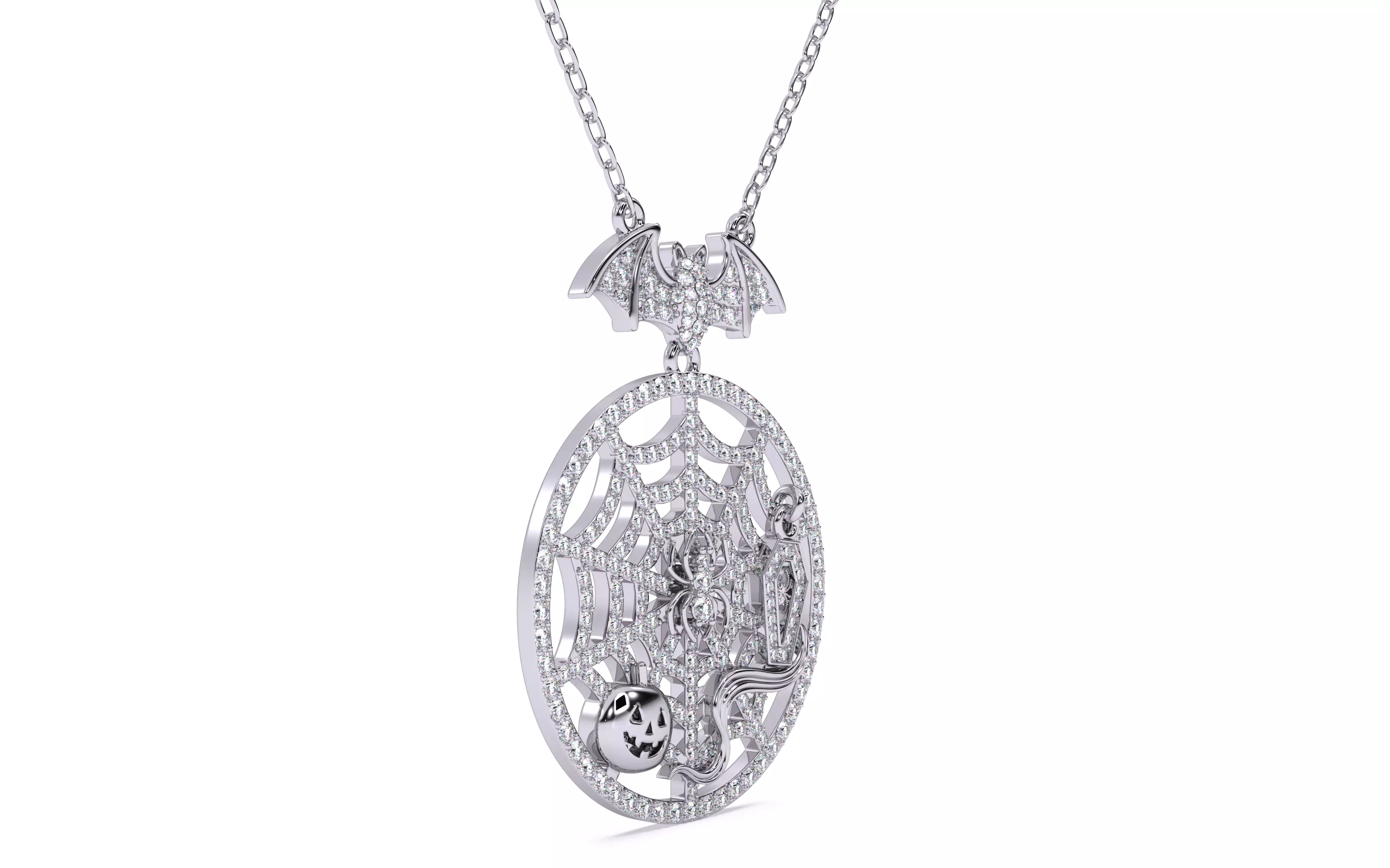 Halloween Spider Web Sekeleton Snake Pumpkin Pendant 3D print model_16