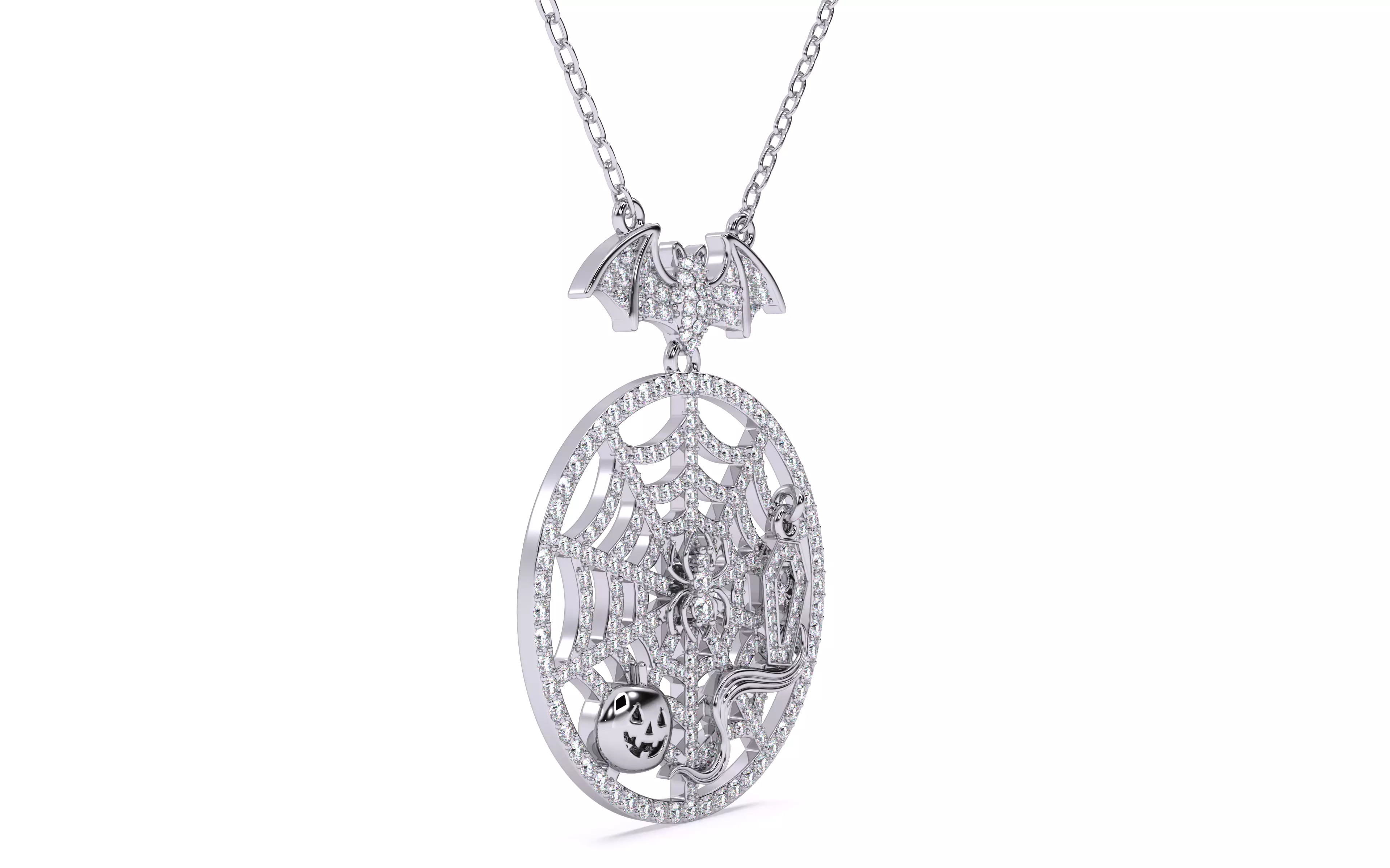 Halloween Spider Web Sekeleton Snake Pumpkin Pendant 3D print model_17