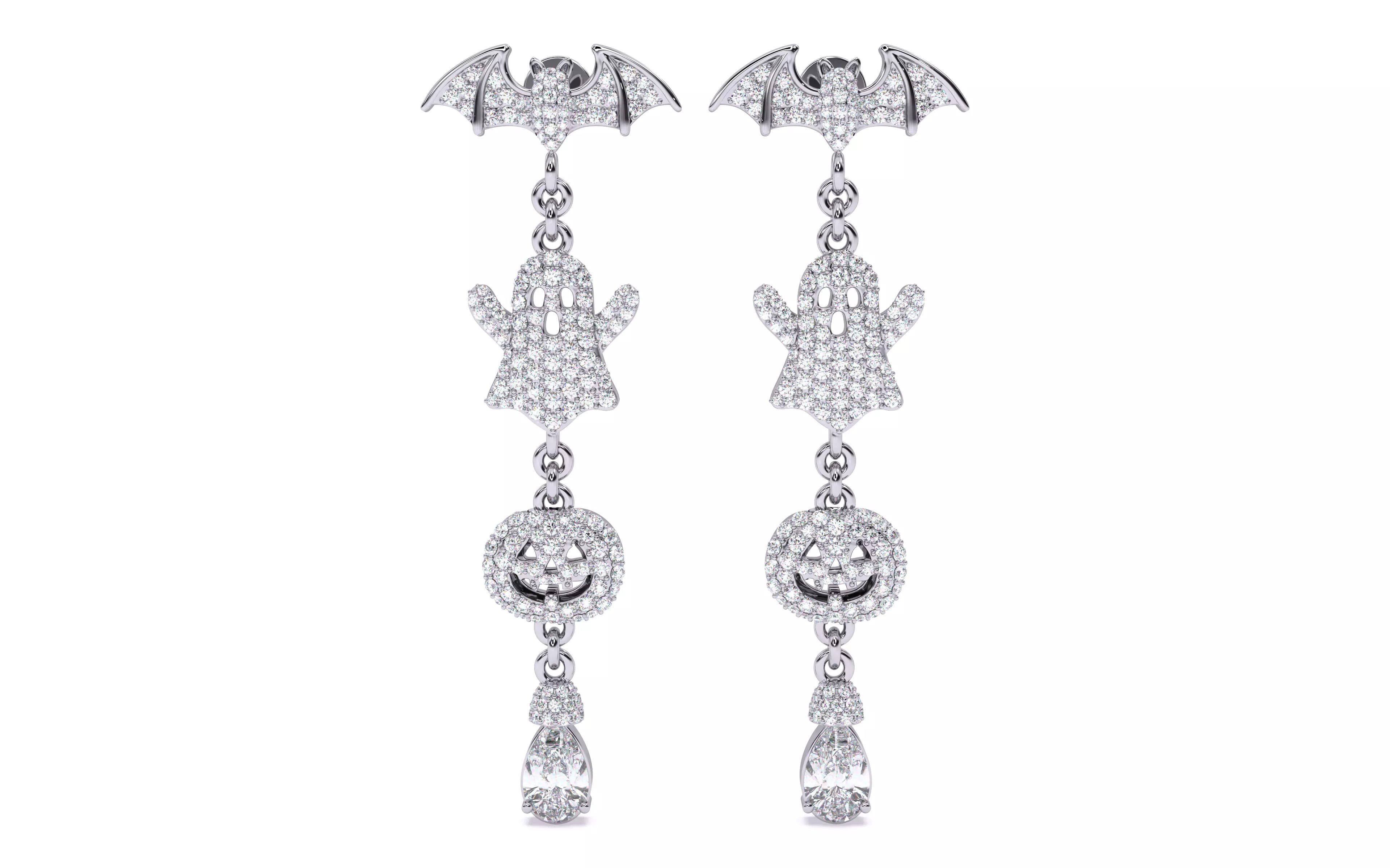 Halloween Ghost Bat Pumpkin Earrings 3dm stl renders 3D print model_23