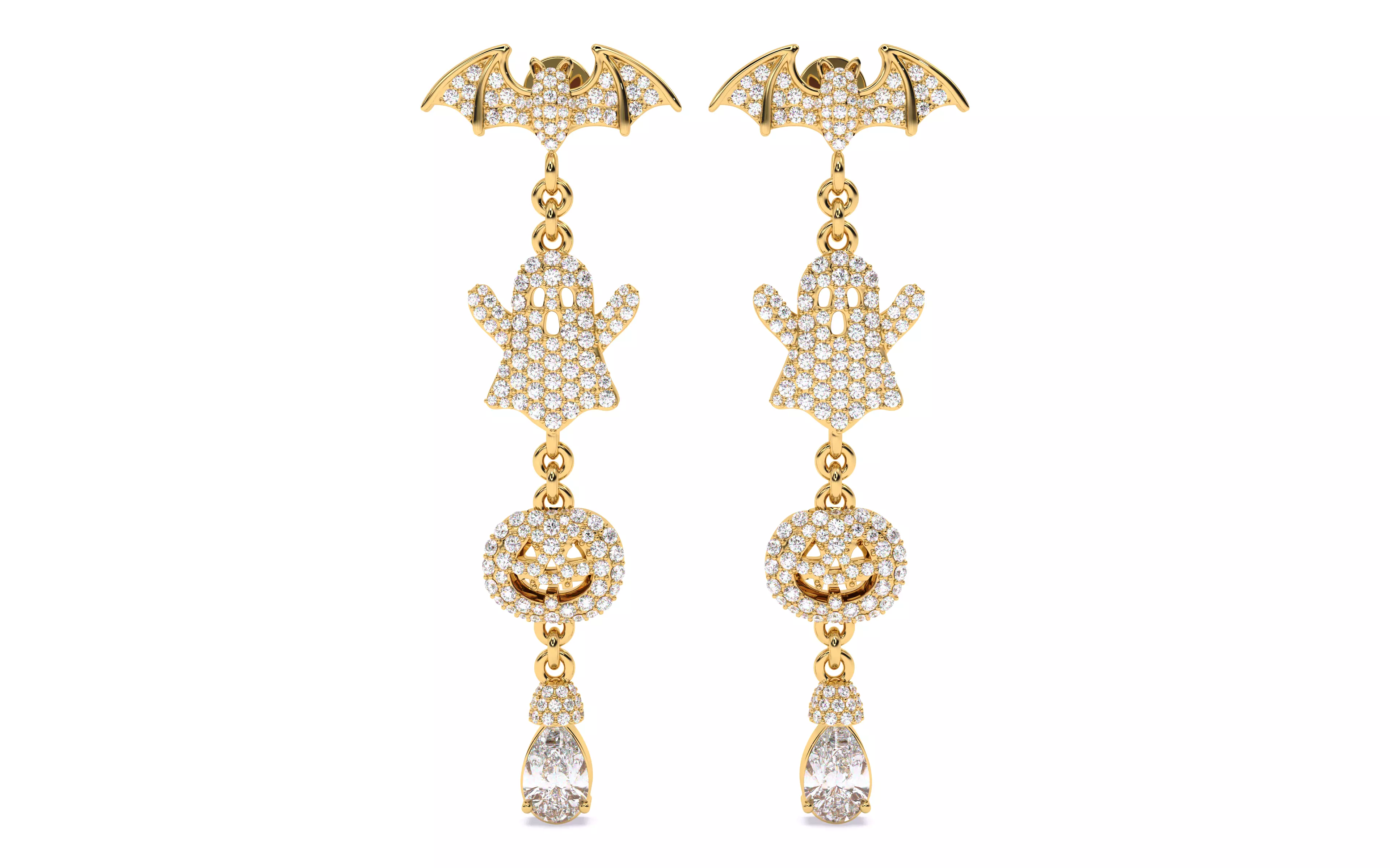 Halloween Ghost Bat Pumpkin Earrings 3dm stl renders 3D print model_21