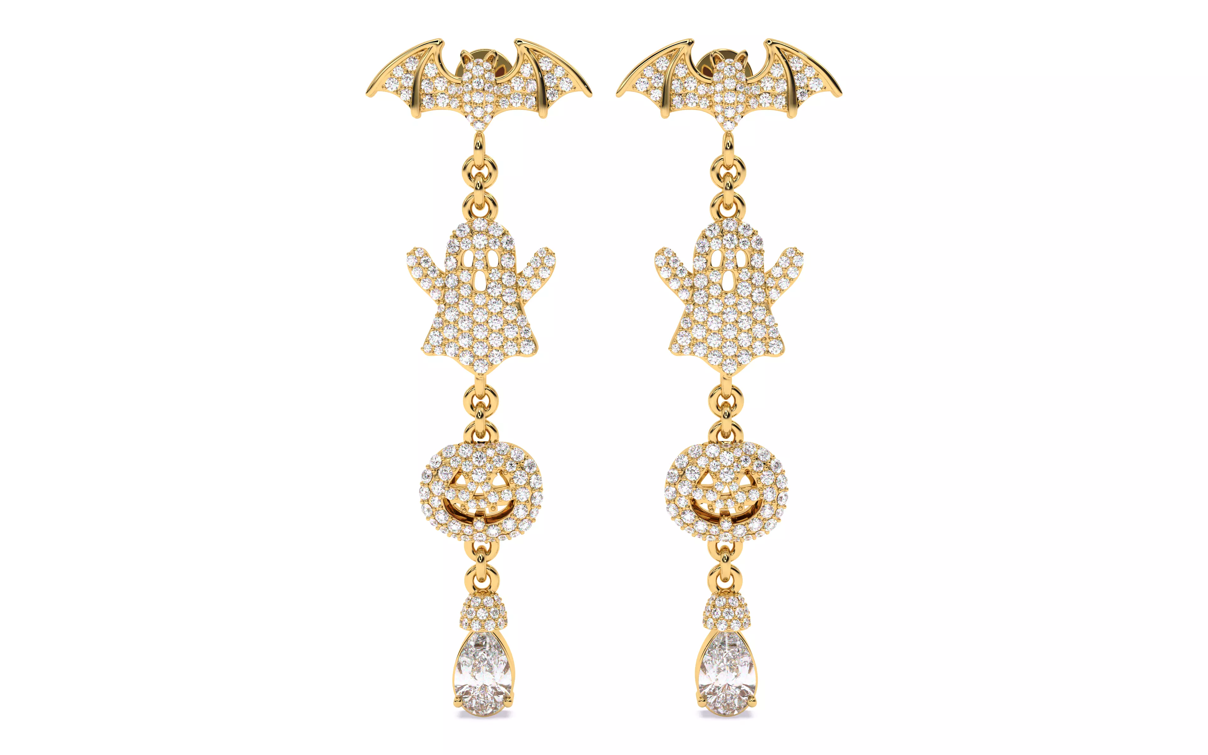 Halloween Ghost Bat Pumpkin Earrings 3dm stl renders 3D print model_20