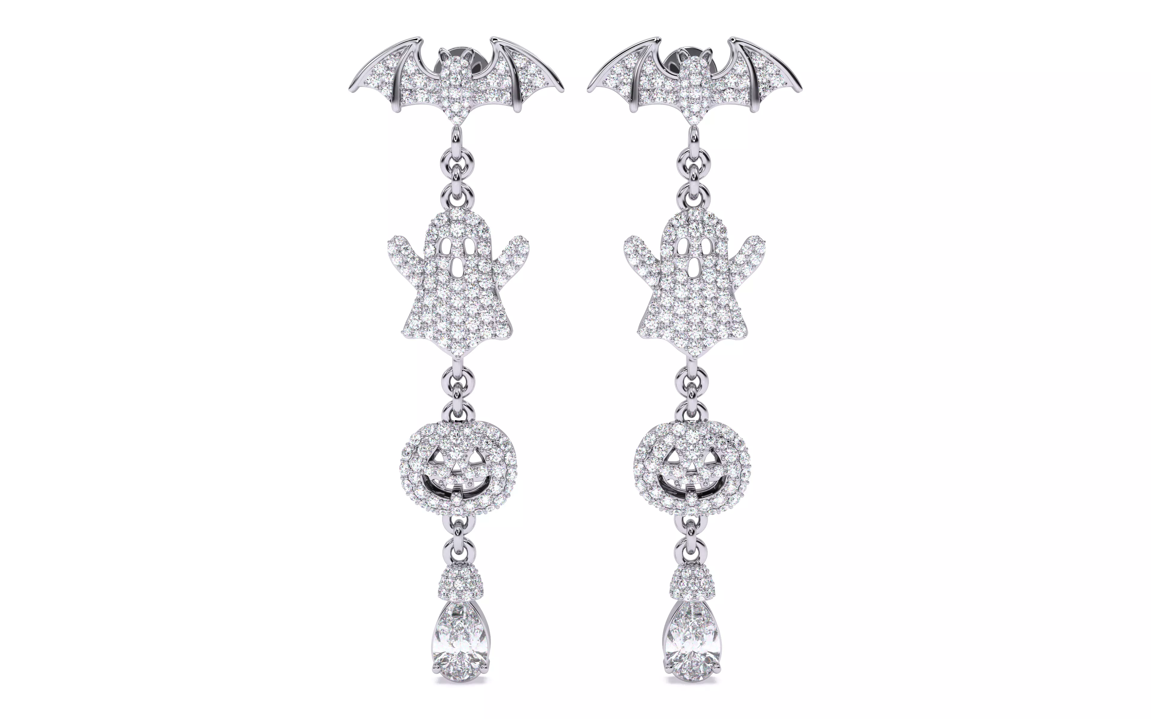 Halloween Ghost Bat Pumpkin Earrings 3dm stl renders 3D print model_22