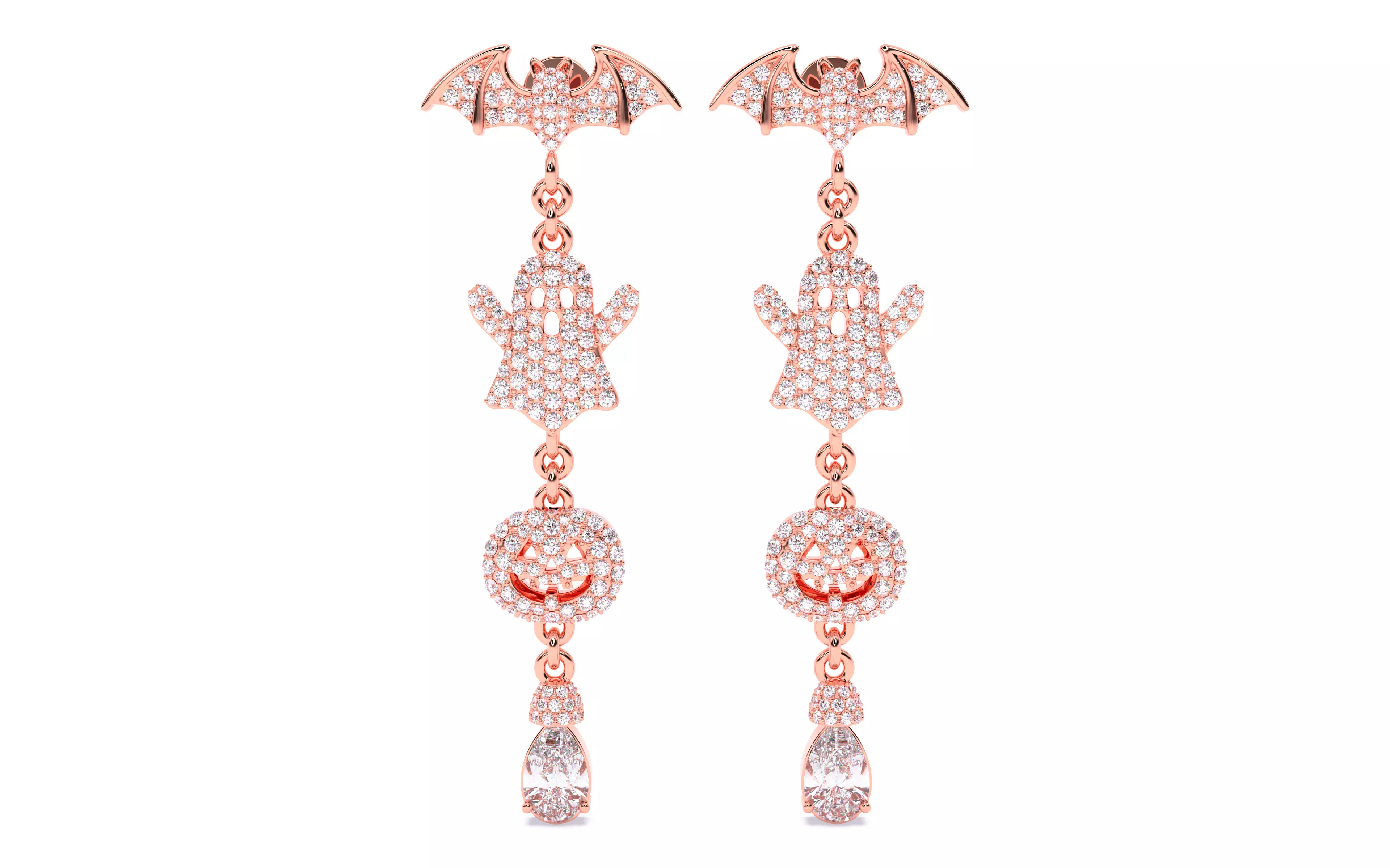 Halloween Ghost Bat Pumpkin Earrings 3dm stl renders 3D print model_0