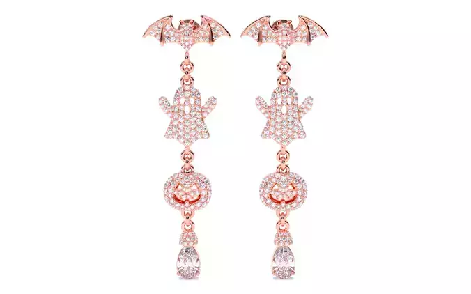 Halloween Ghost Bat Pumpkin Earrings 3dm stl renders 3D print model