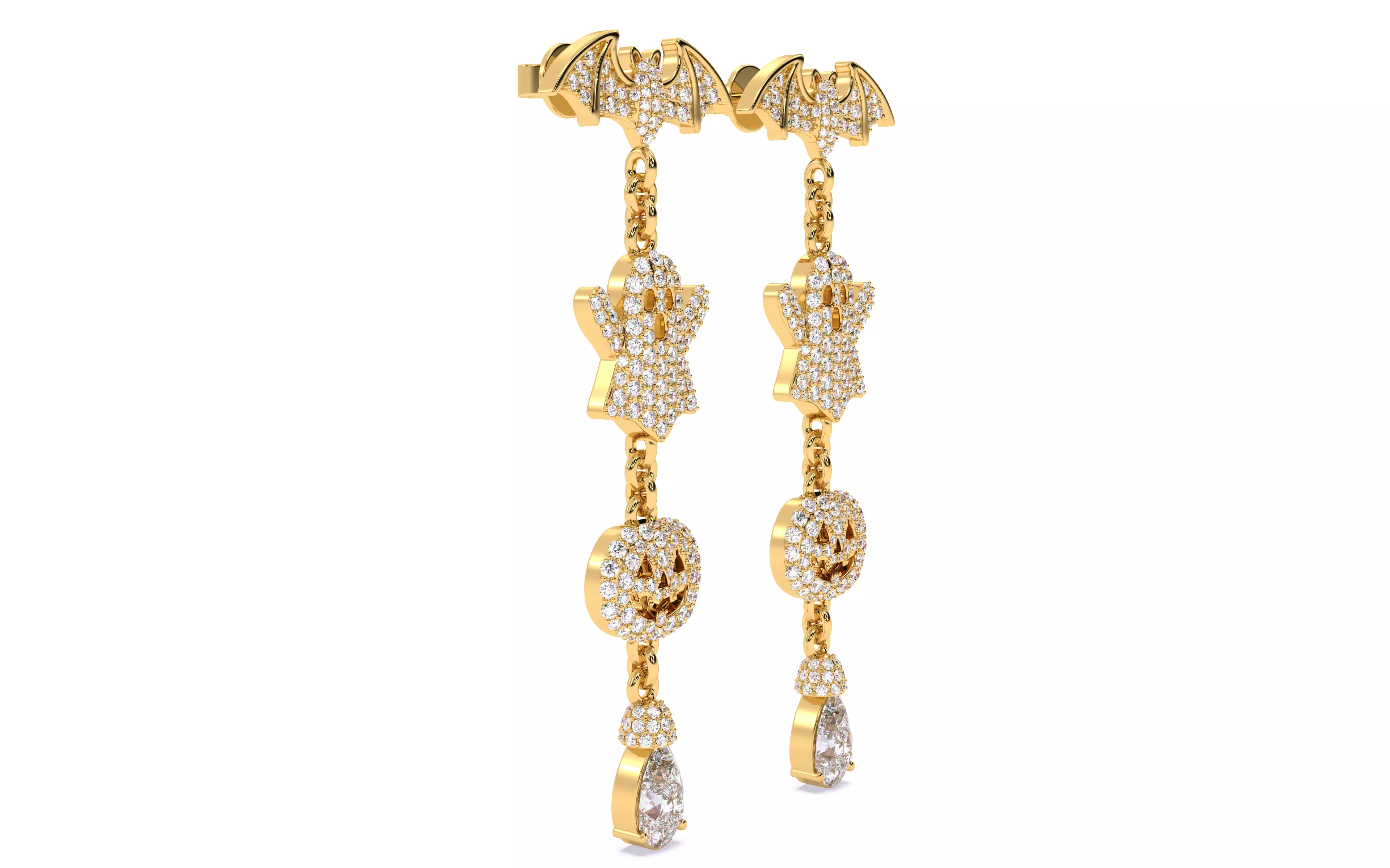 Halloween Ghost Bat Pumpkin Earrings 3dm stl renders 3D print model_19