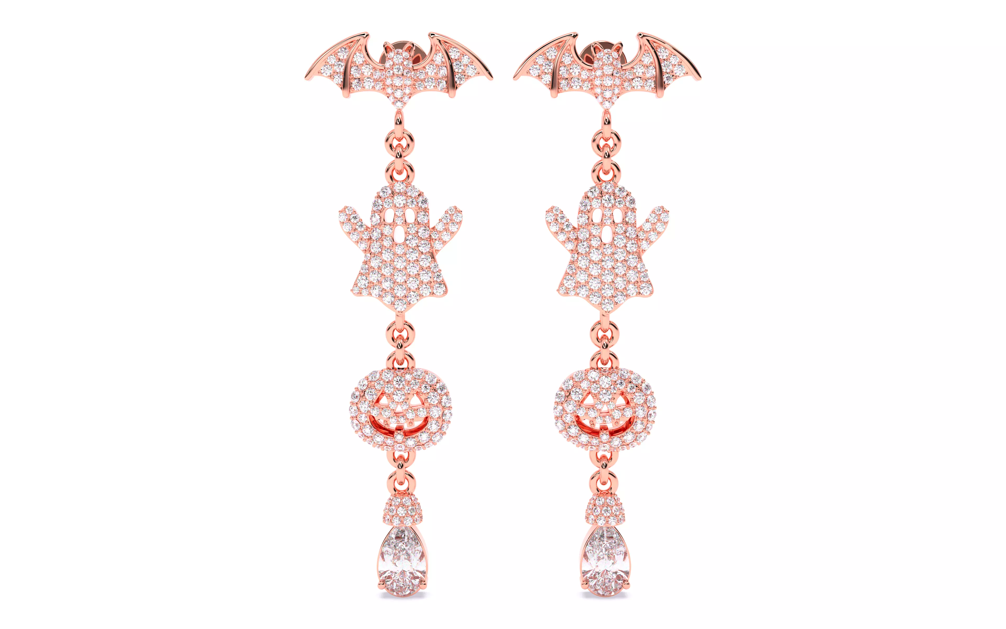 Halloween Ghost Bat Pumpkin Earrings 3dm stl renders 3D print model_24