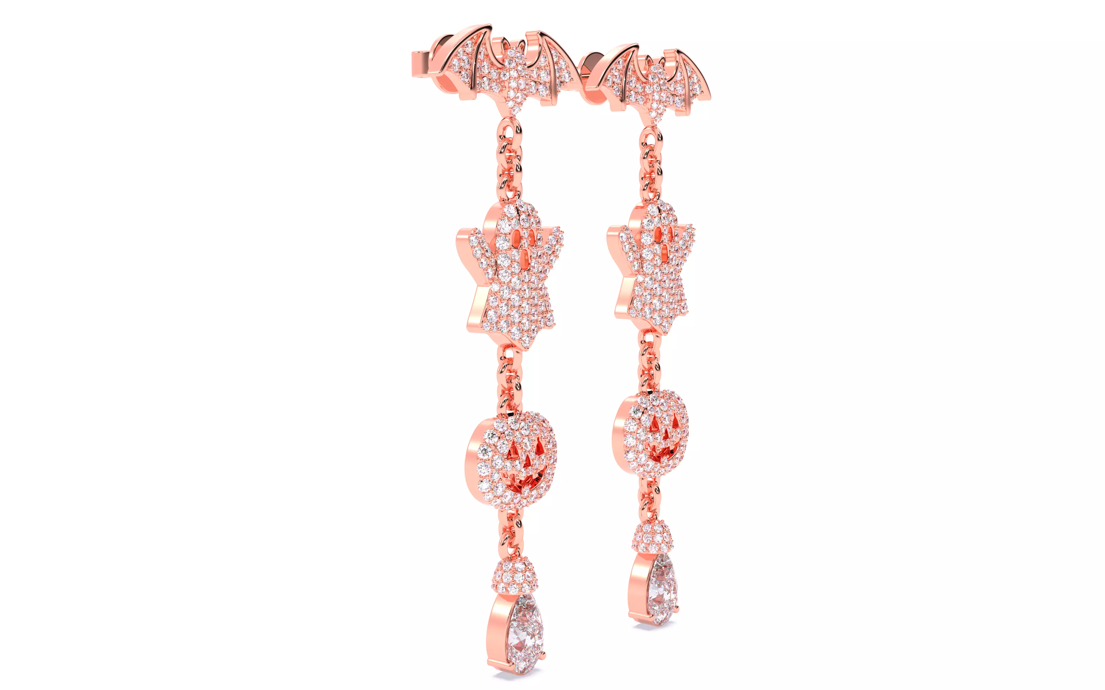 Halloween Ghost Bat Pumpkin Earrings 3dm stl renders 3D print model_14