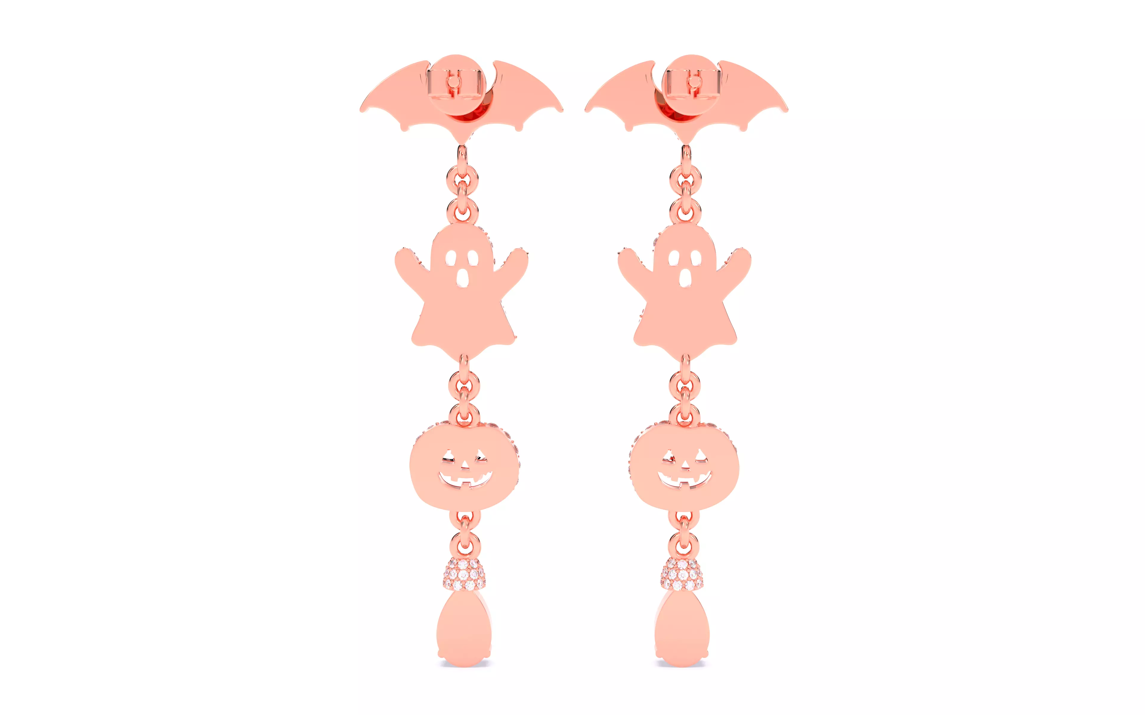 Halloween Ghost Bat Pumpkin Earrings 3dm stl renders 3D print model_13