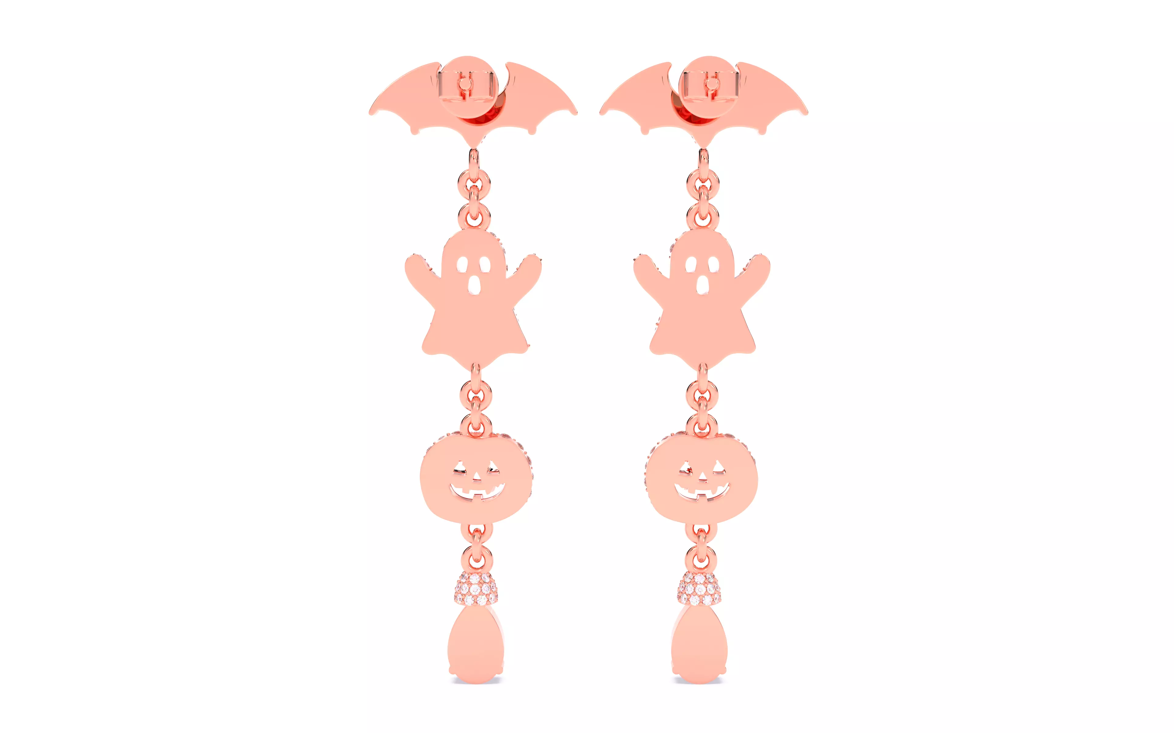 Halloween Ghost Bat Pumpkin Earrings 3dm stl renders 3D print model_12