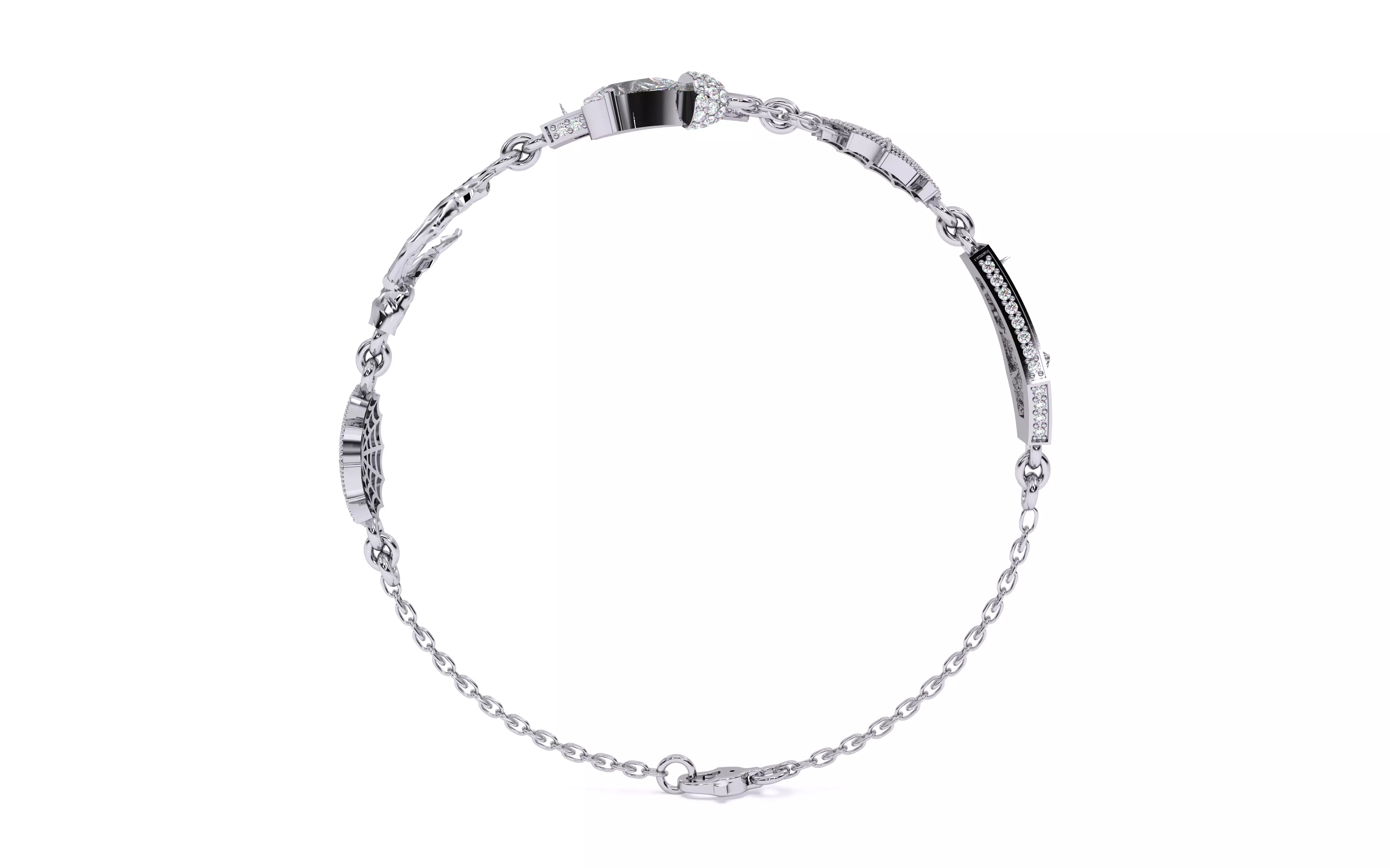 Halloween Skeleton Hand Web  Bracelet 3dm stl renders 3D print model_24