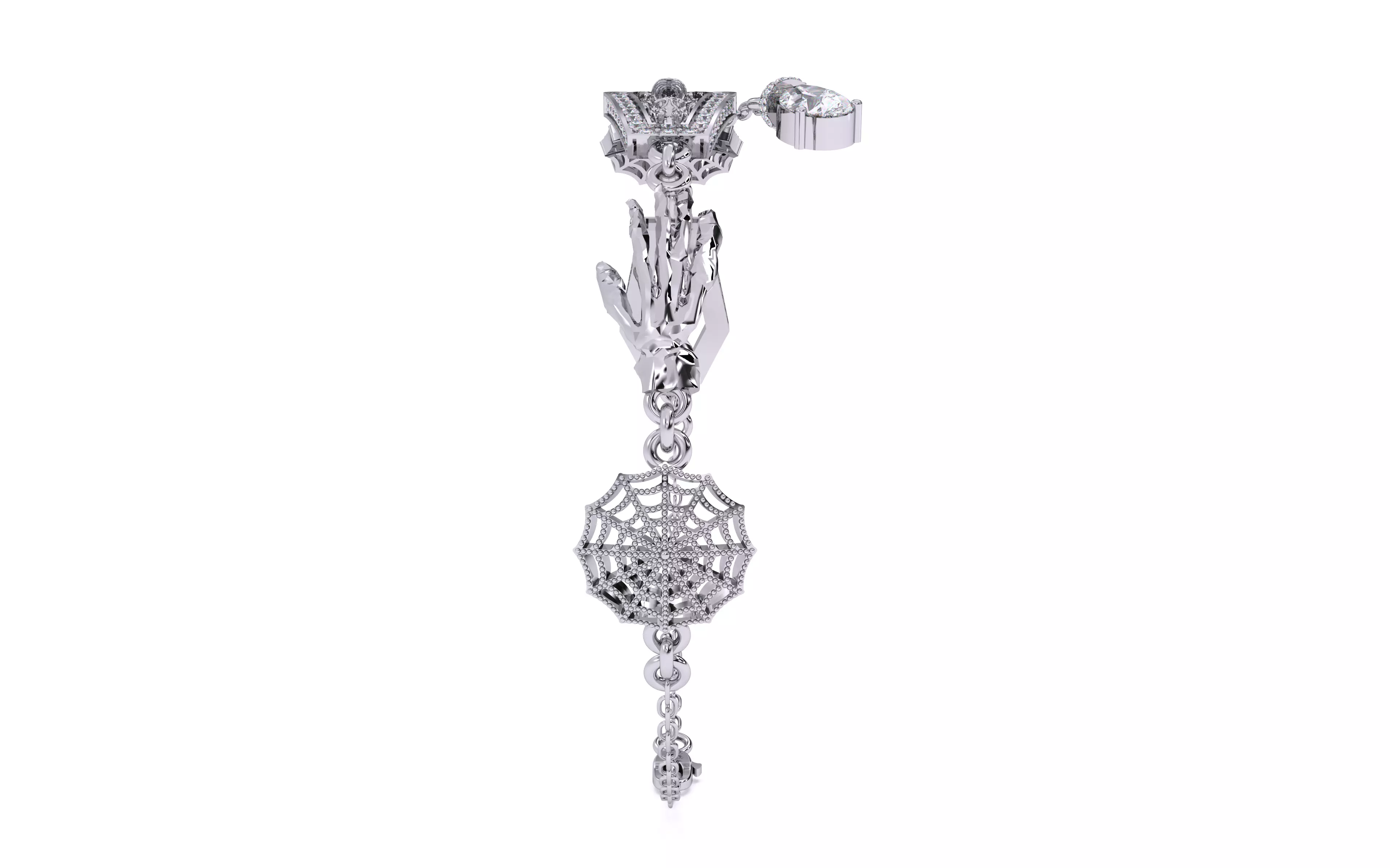 Halloween Skeleton Hand Web  Bracelet 3dm stl renders 3D print model_46