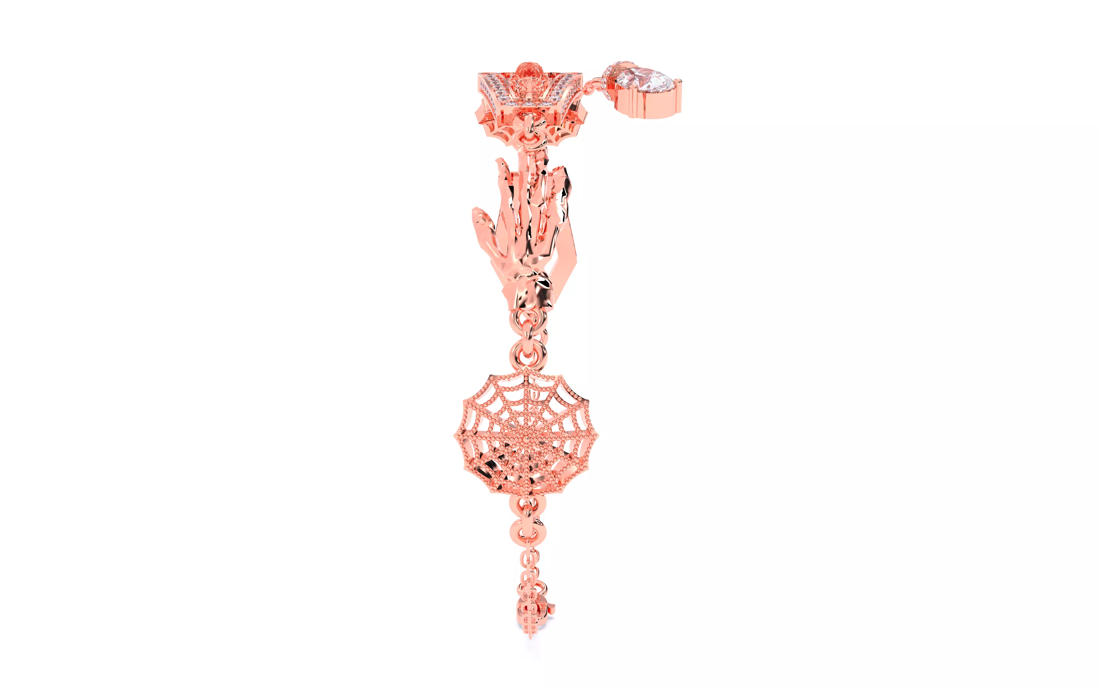 Halloween Skeleton Hand Web  Bracelet 3dm stl renders 3D print model_48