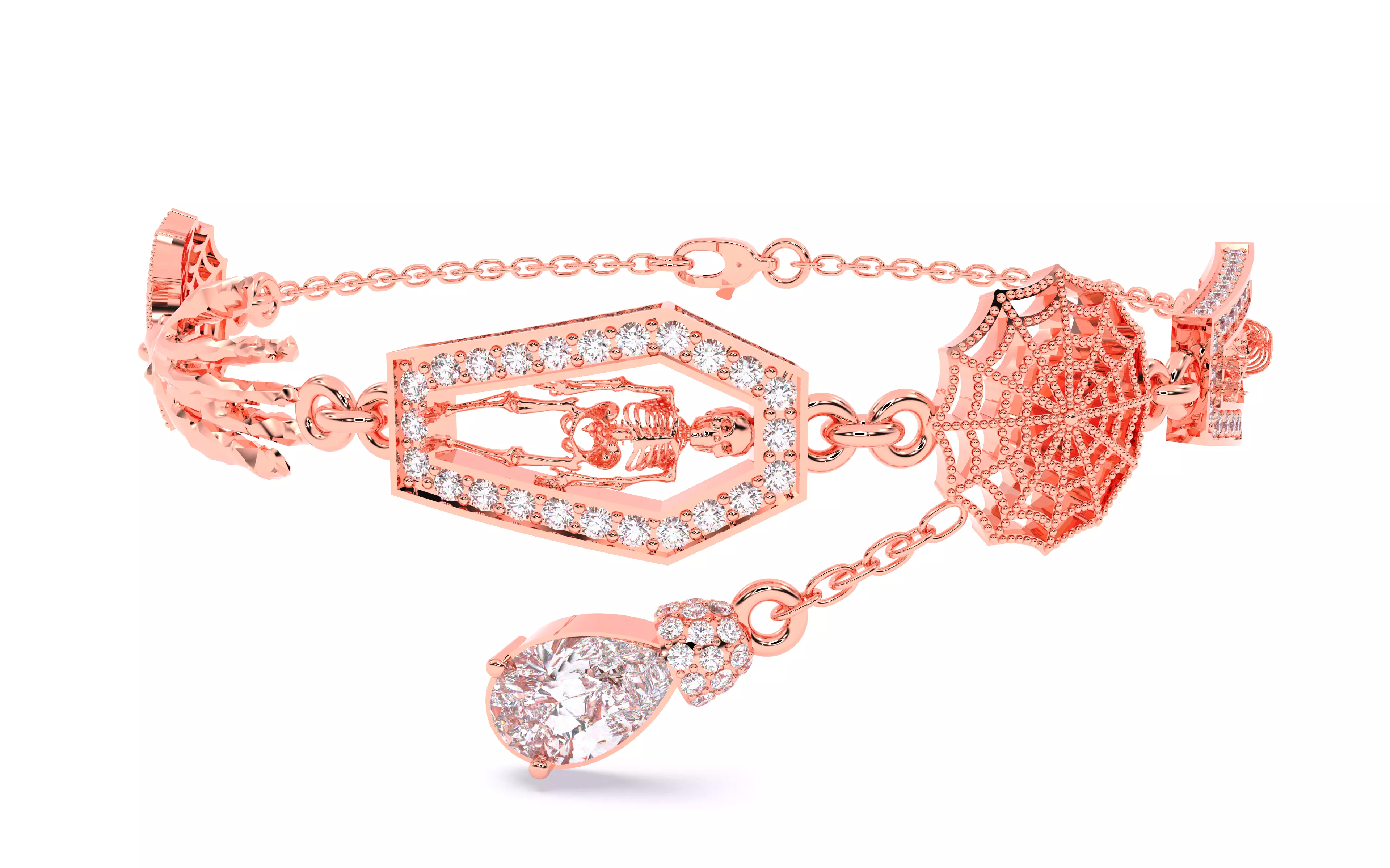 Halloween Skeleton Hand Web  Bracelet 3dm stl renders 3D print model_58